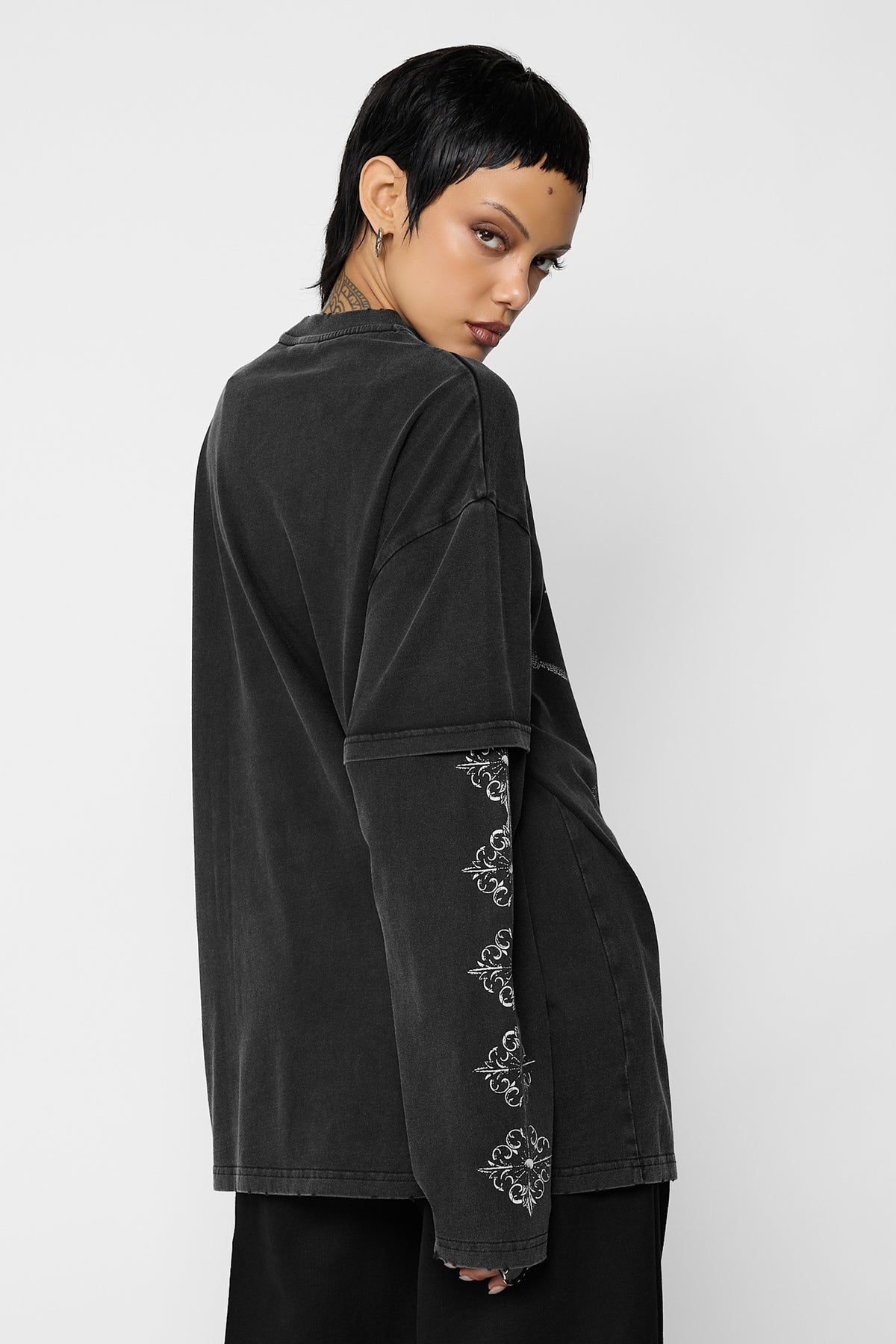 Desolate Oversized Layered Long Sleeve Tee
