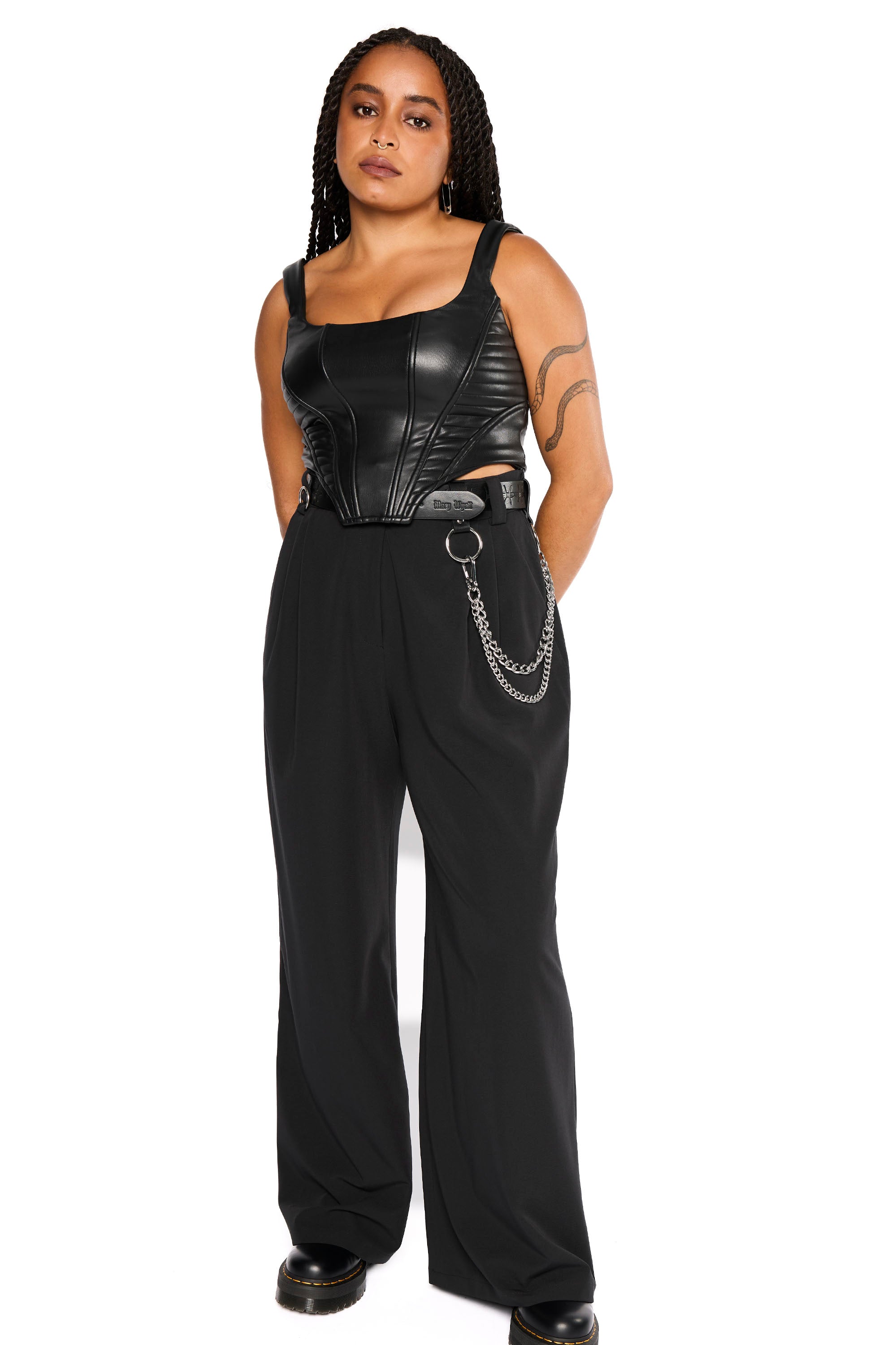 Doro Faux Leather Moto Corset Top-Mary Wyatt London