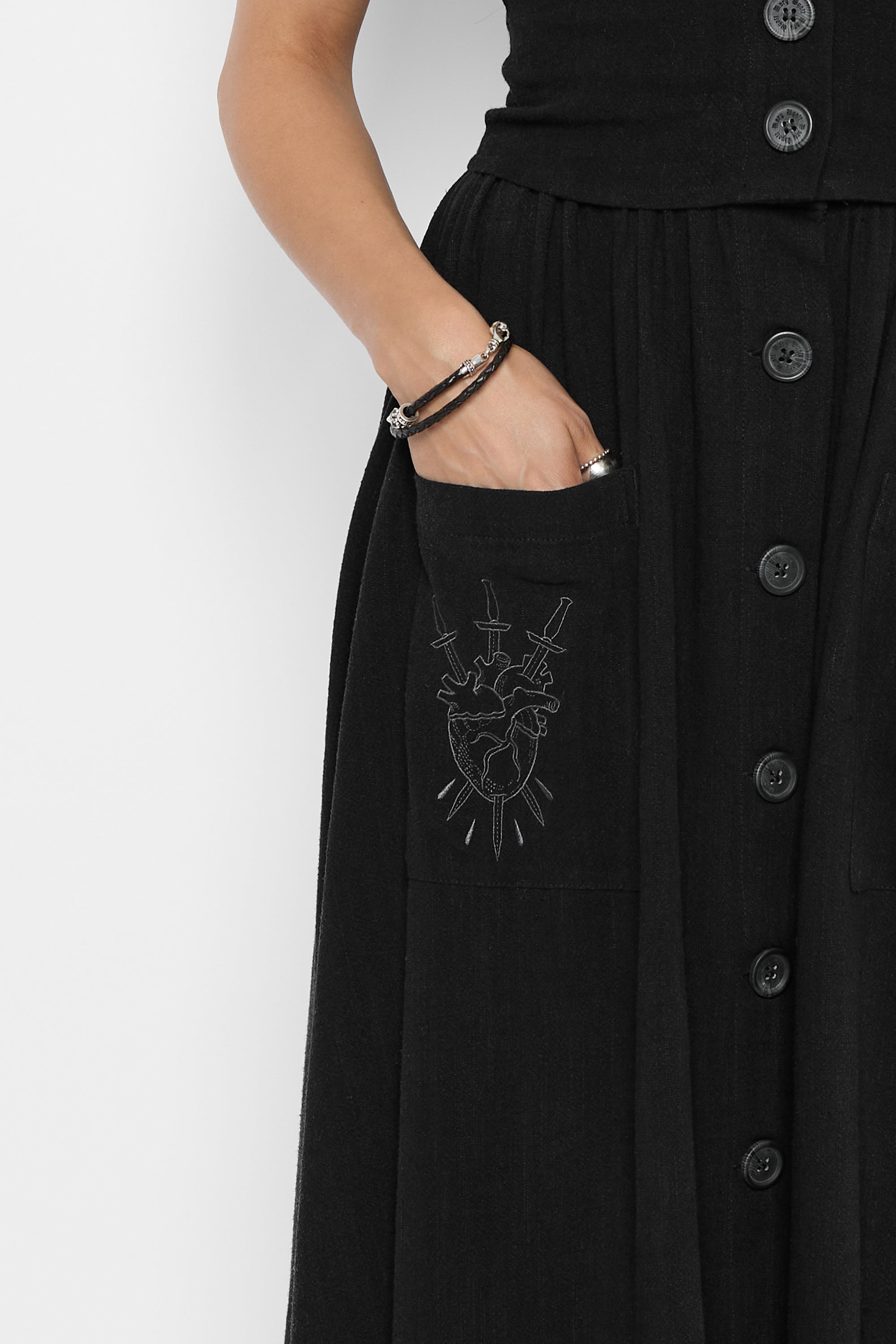 Kassandra Linen Button-Up Midi Skirt
