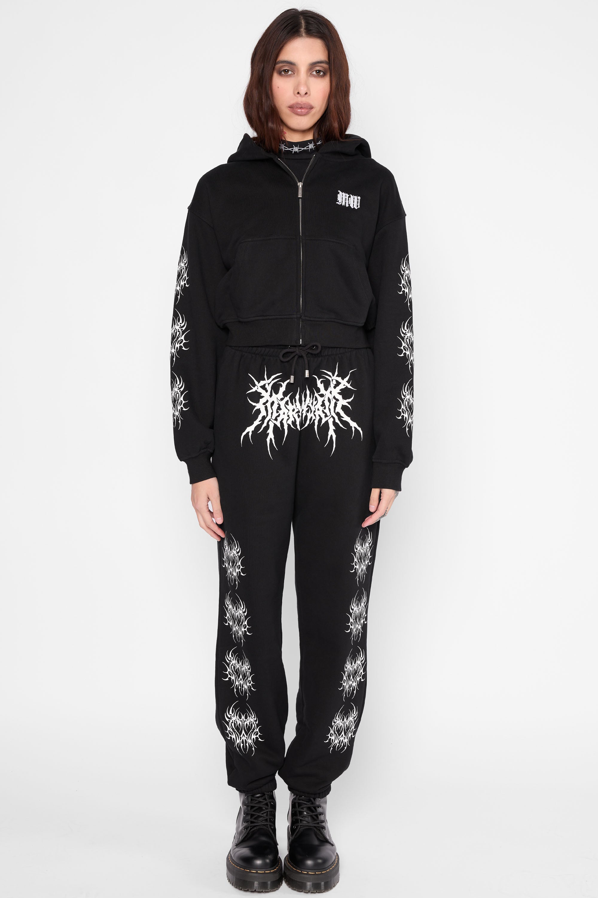 Nephilim Cropped Zip Hoodie-Mary Wyatt London