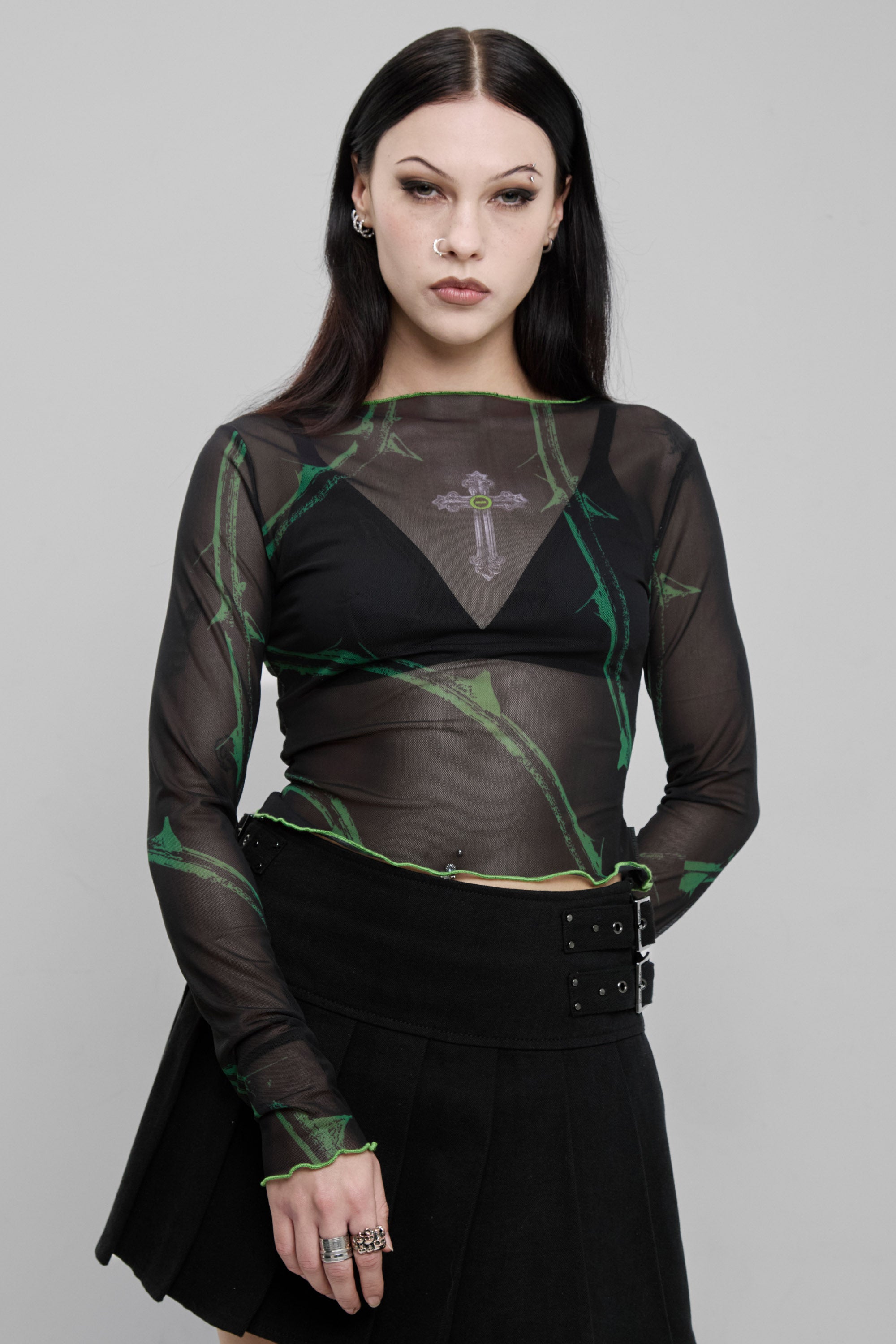 Wolf Moon Long Sleeve Mesh Top