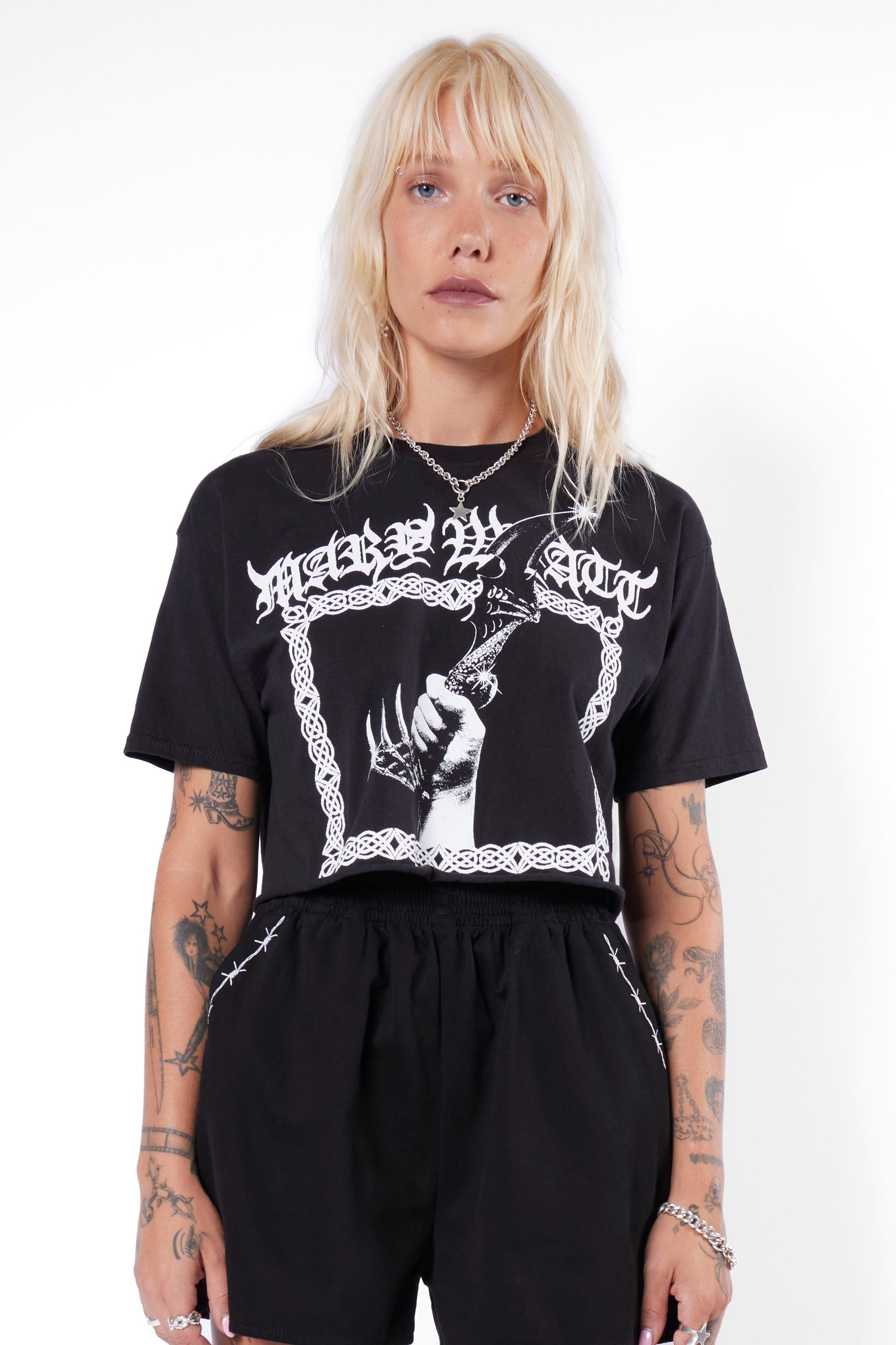 Athame Cropped Cut-Off Tee-Mary Wyatt London