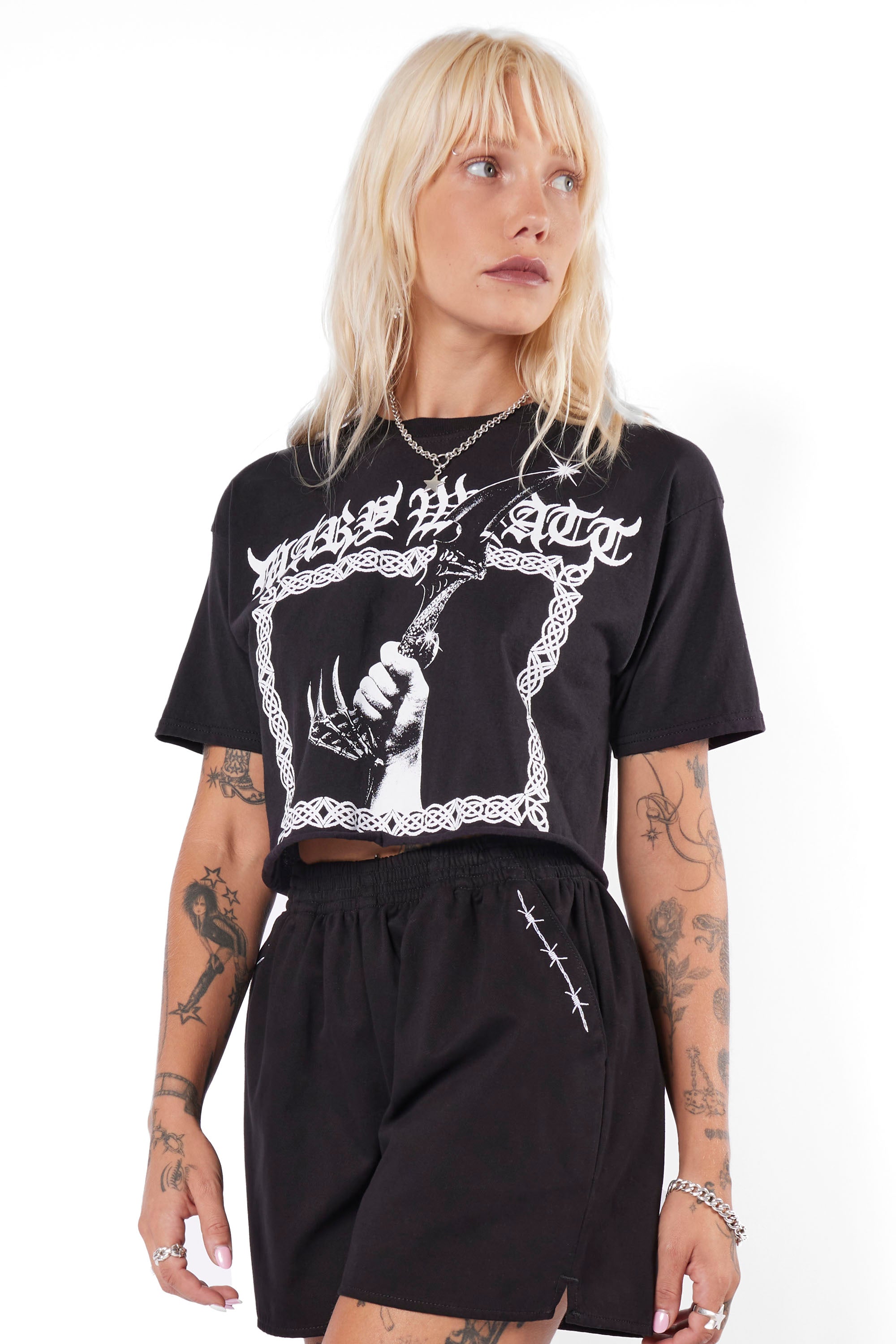Athame Cropped Cut-Off Tee-Mary Wyatt London