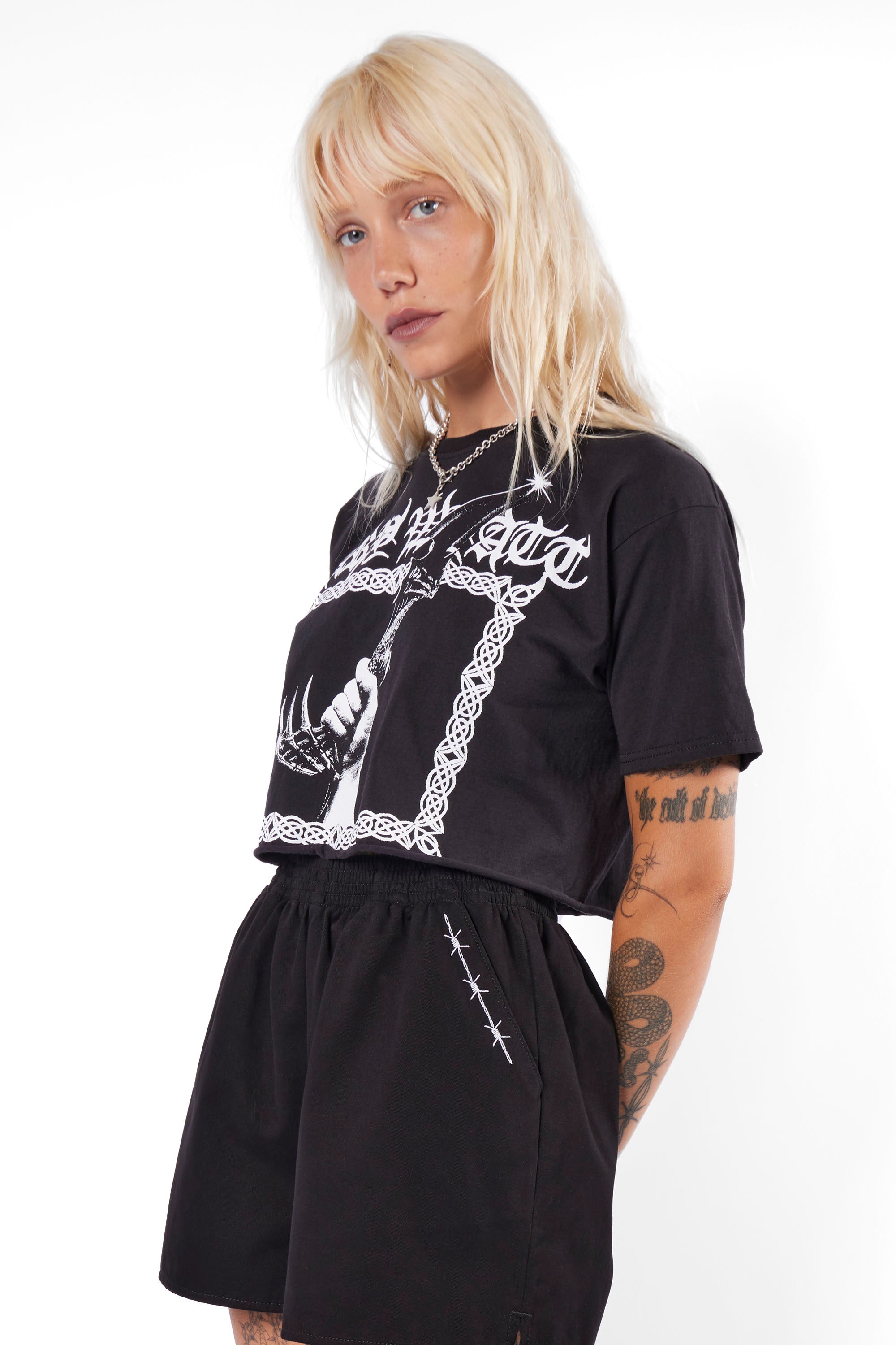 Athame Cropped Cut-Off Tee-Mary Wyatt London