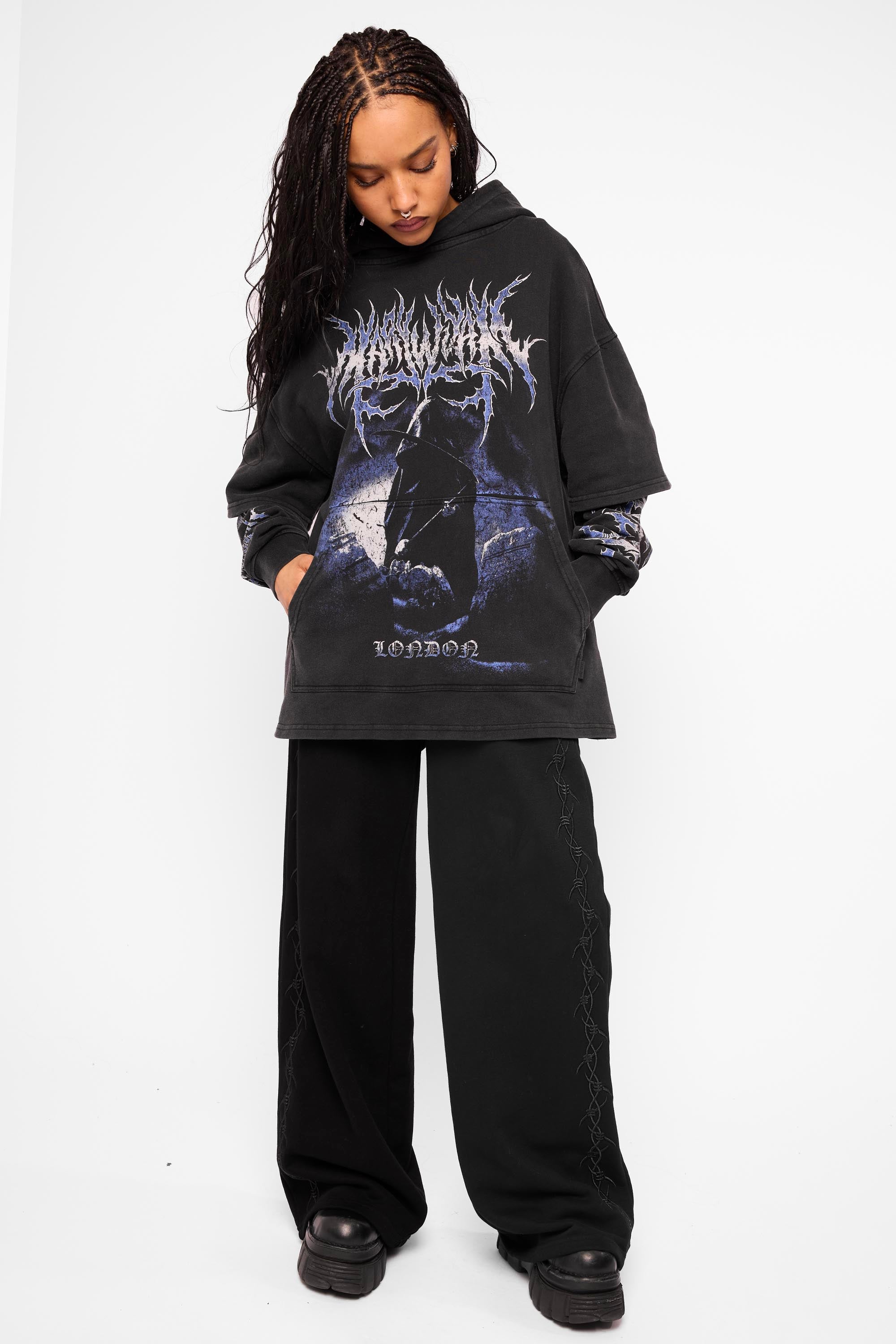 Descent Oversized Layered Pullover Hoodie-Mary Wyatt London