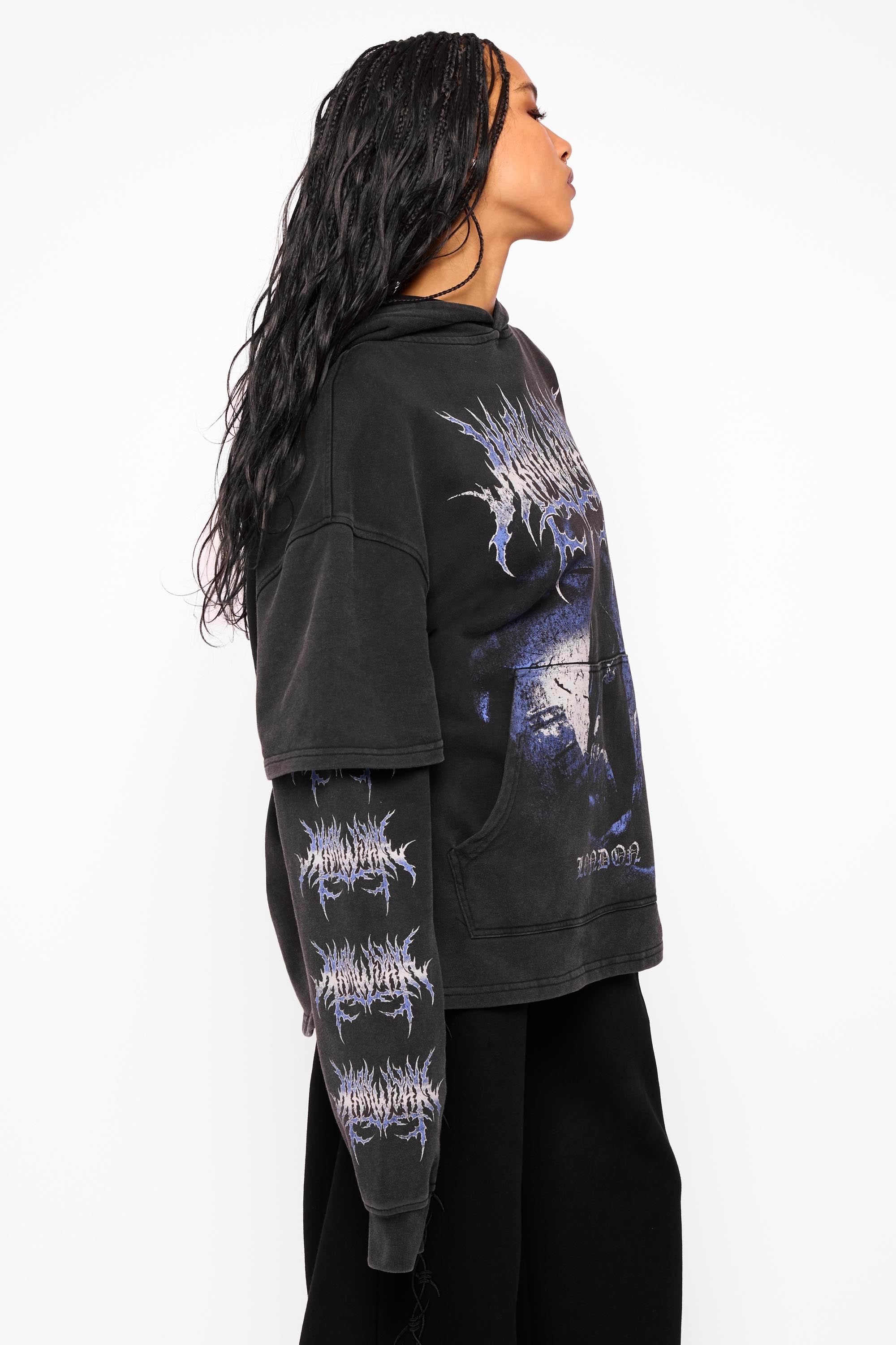 Descent Oversized Layered Pullover Hoodie-Mary Wyatt London