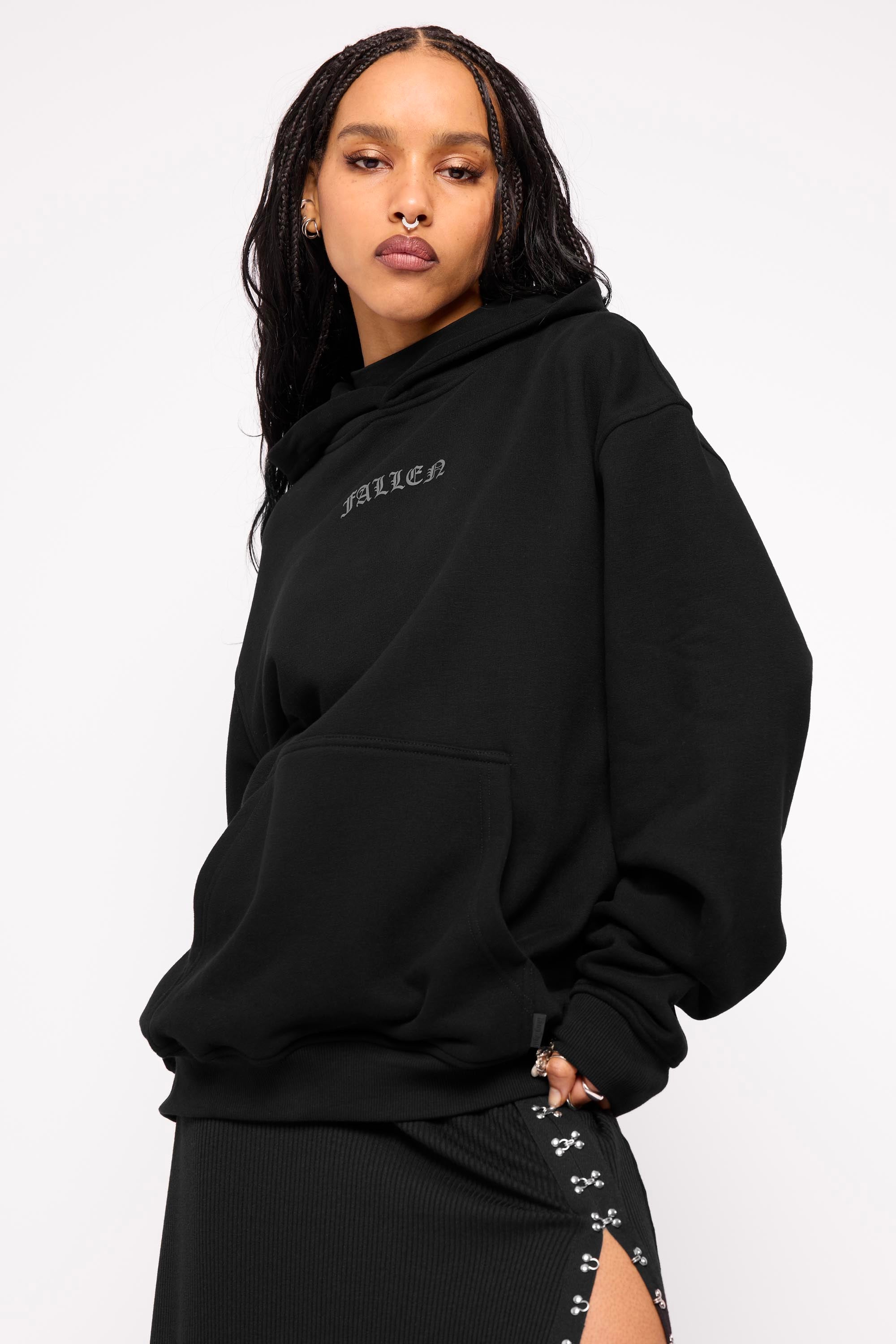Fallen Oversized Pullover Hoodie-Mary Wyatt London