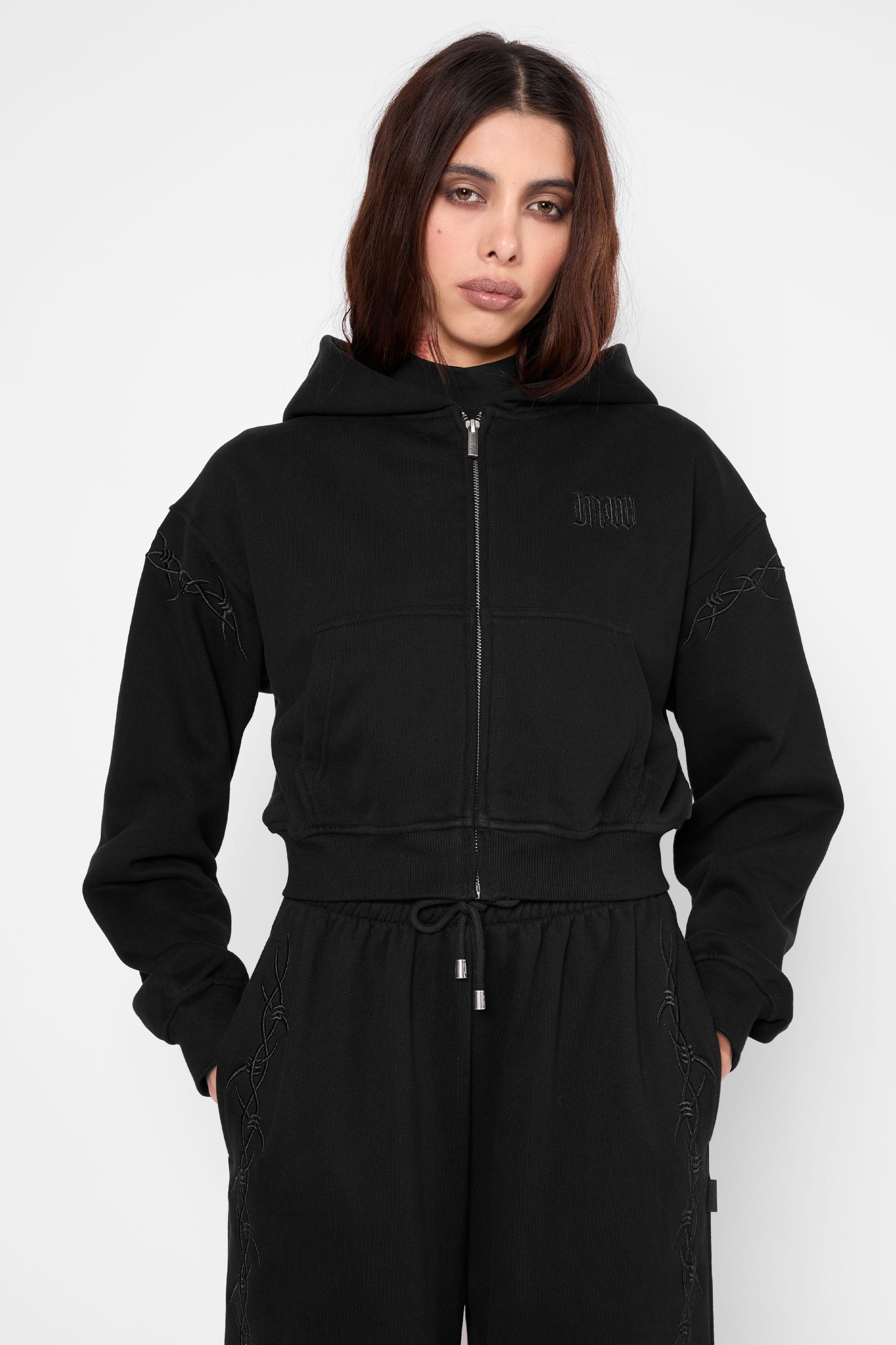 Immure Cropped Zip Hoodie-Mary Wyatt London