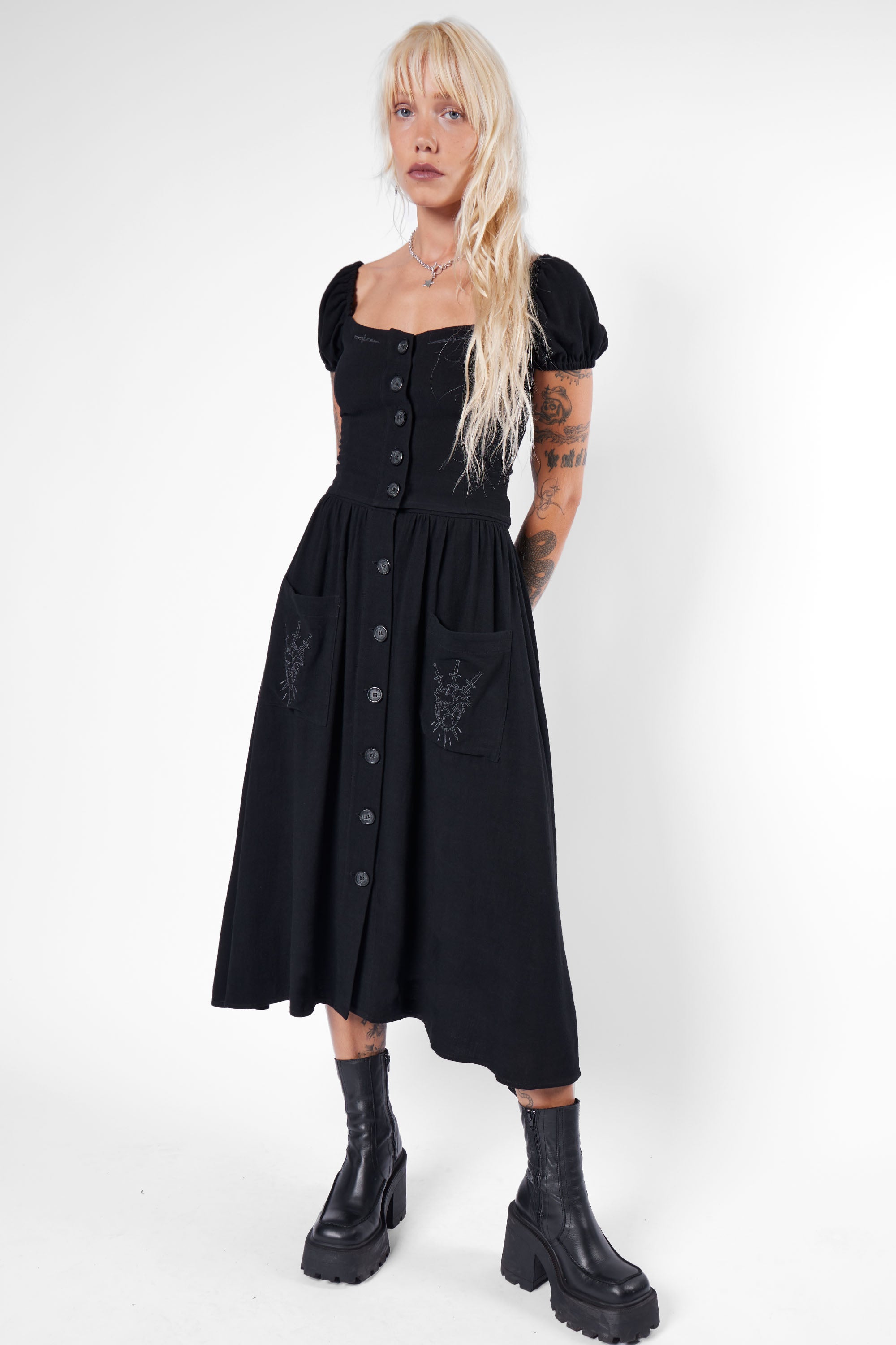 Kassandra Linen Button-Up Midi Skirt - Mary Wyatt London