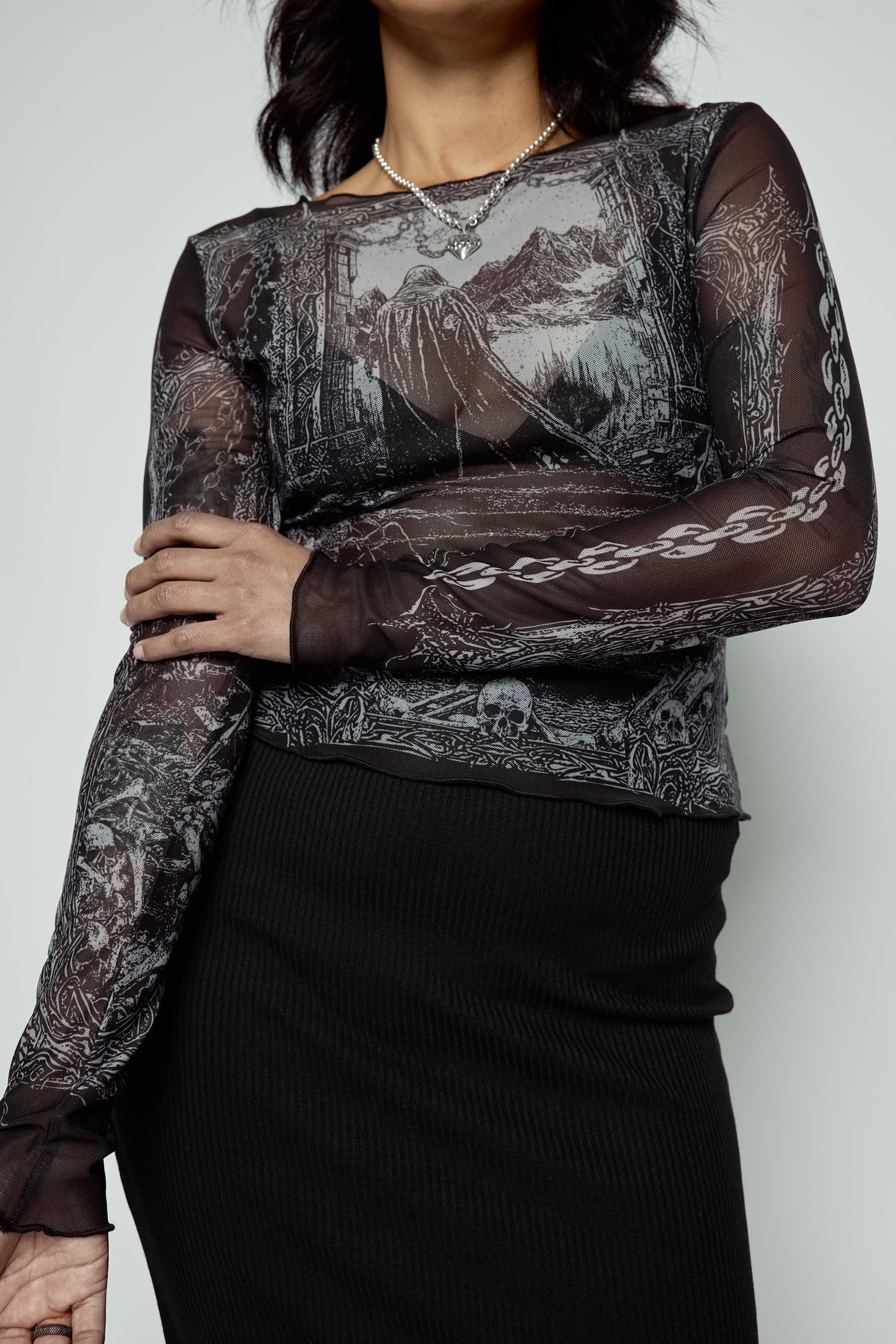 Keres Long Sleeve Mesh Top