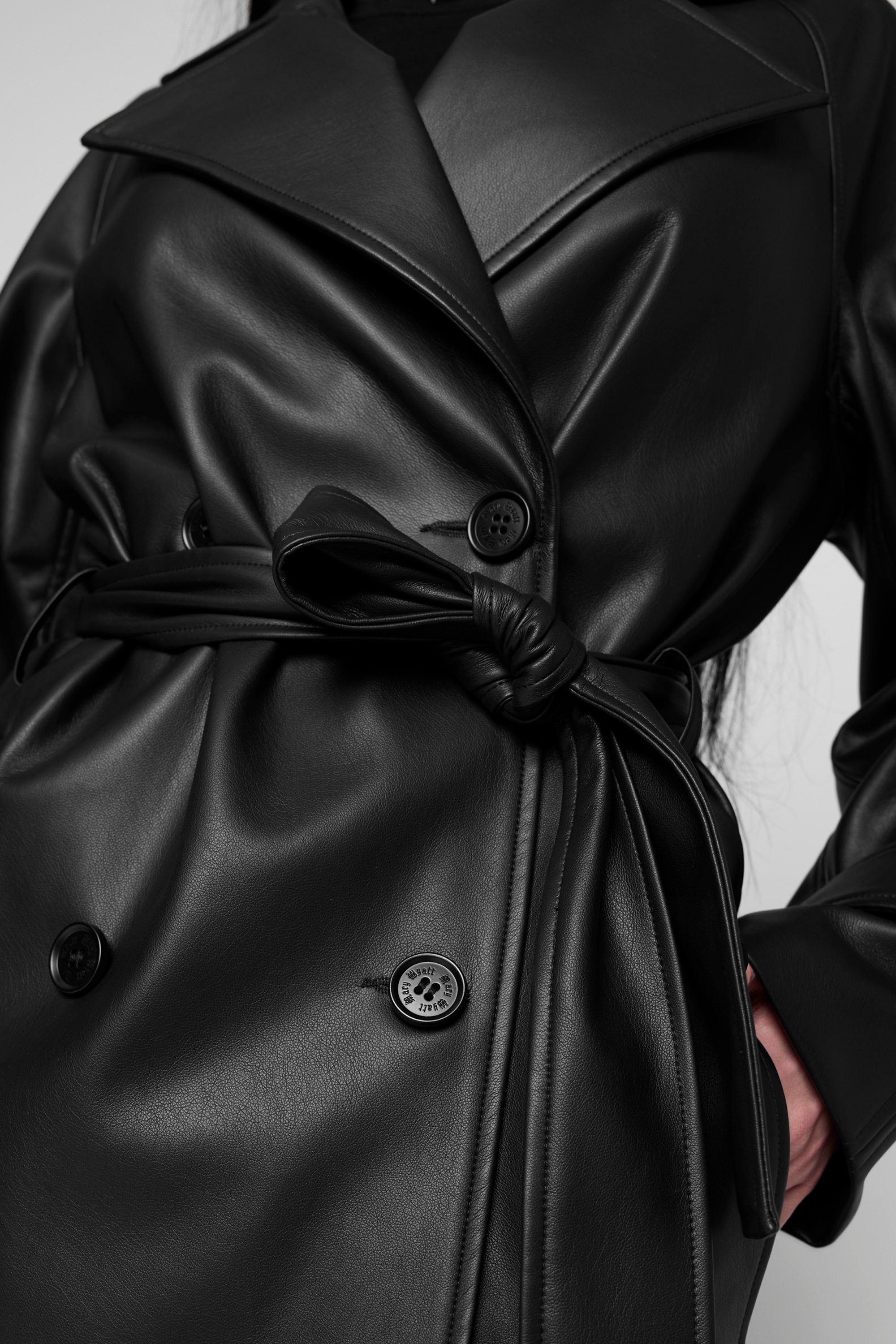 Mara Faux Leather Trench Coat