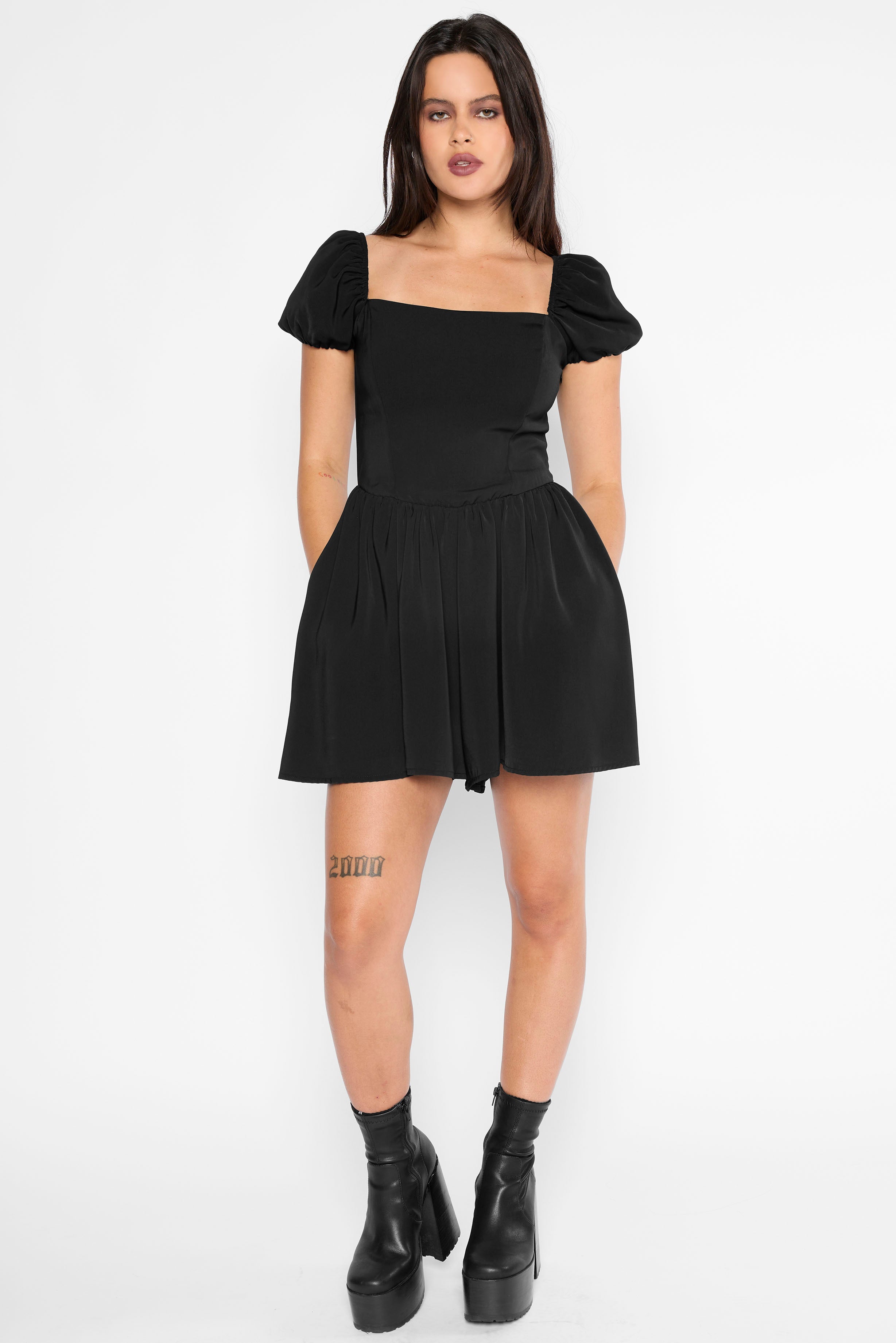 Nevermore Lace-Up Playsuit-Mary Wyatt London
