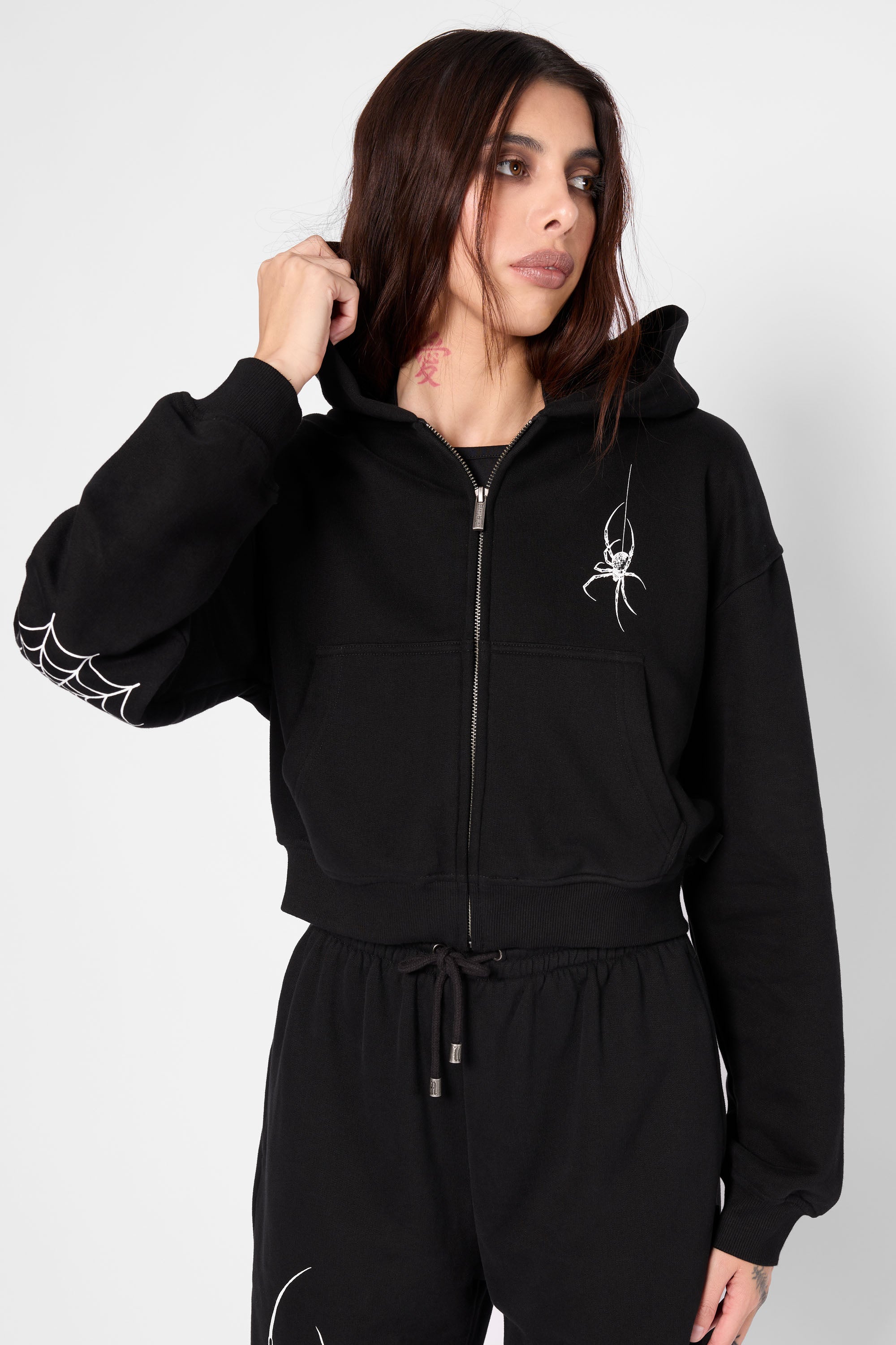 Spinnerette Cropped Zip Hoodie-Mary Wyatt London