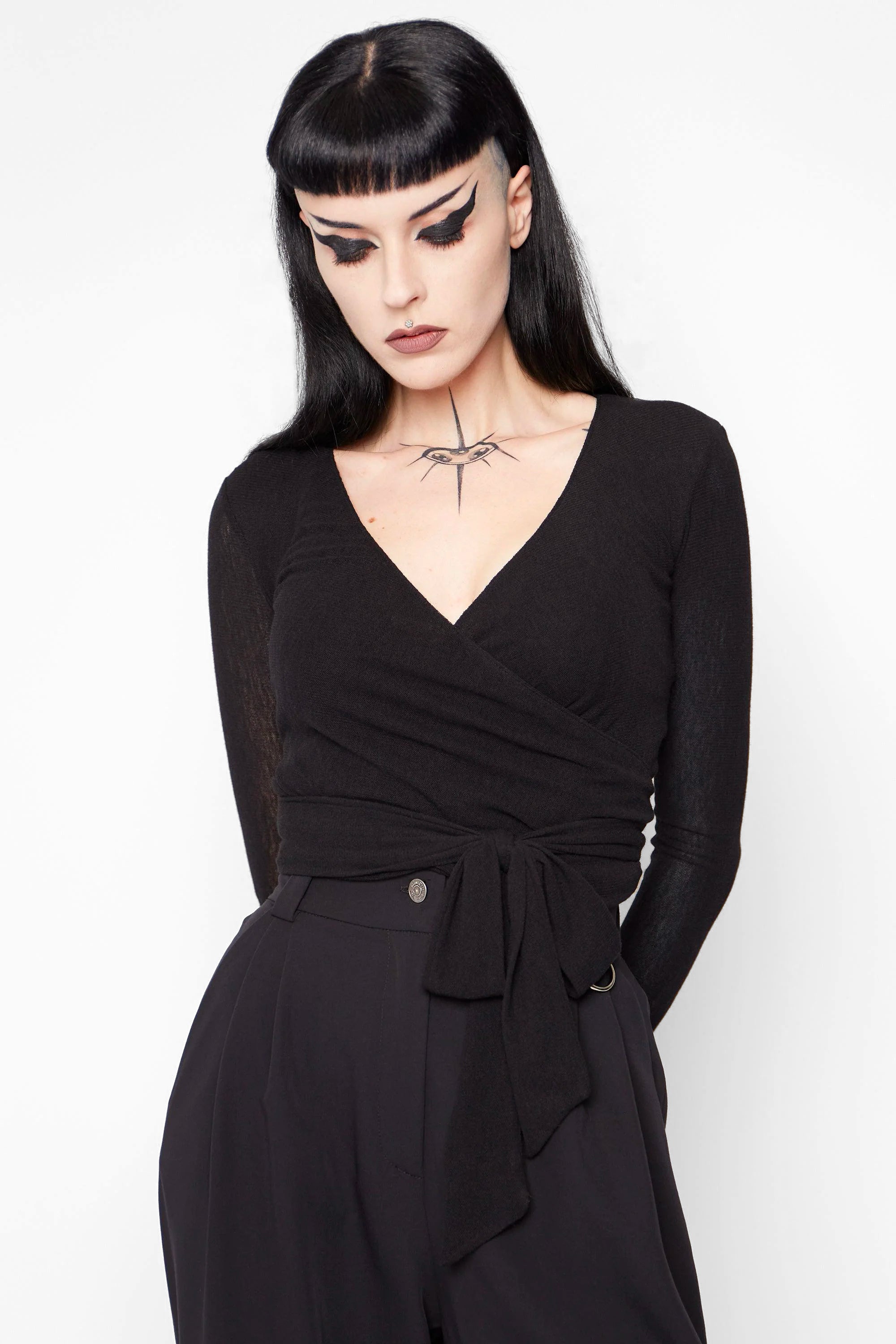 Helena Knitted Mesh Wrap Top - Mary Wyatt London
