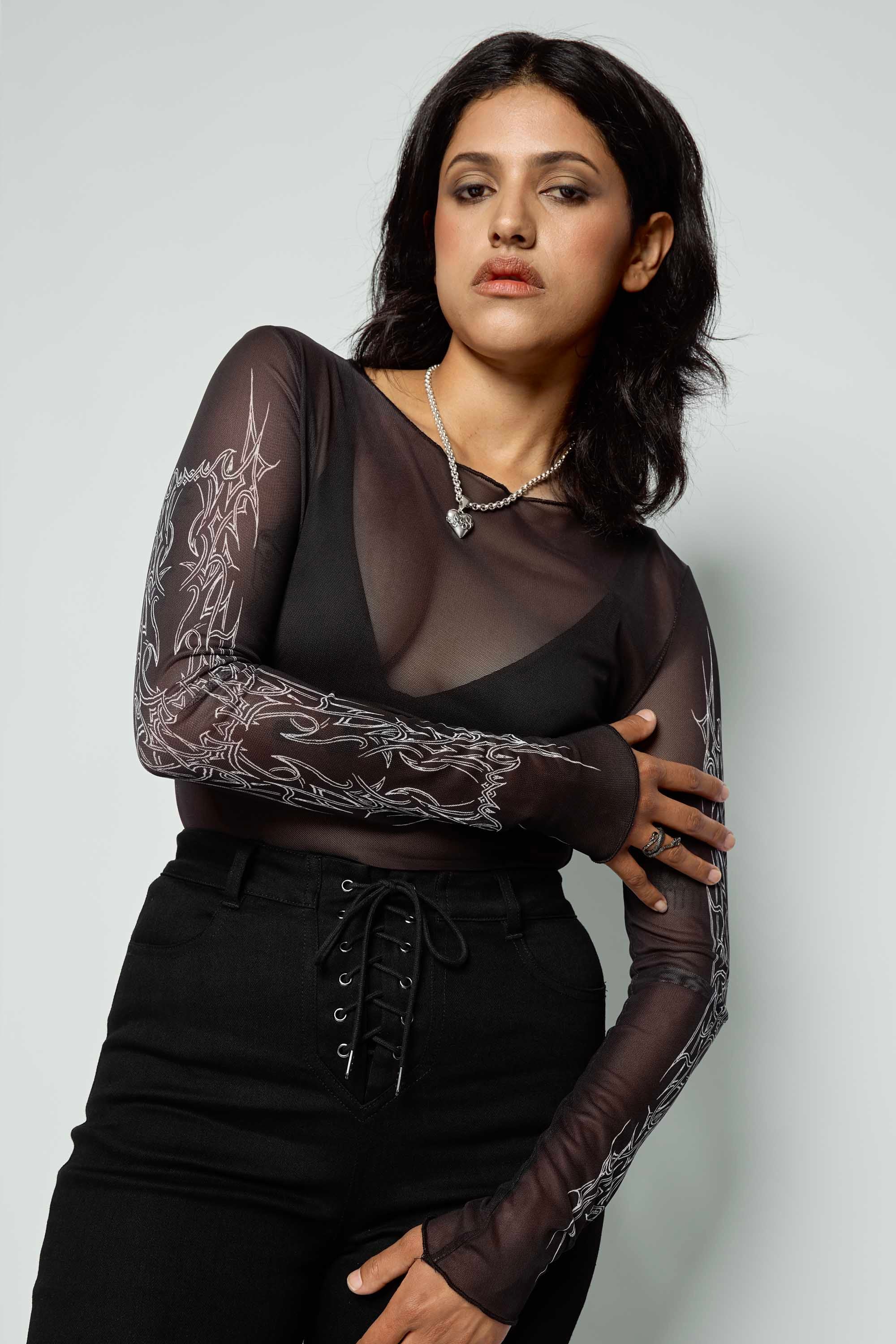 Void Long Sleeve Mesh Top