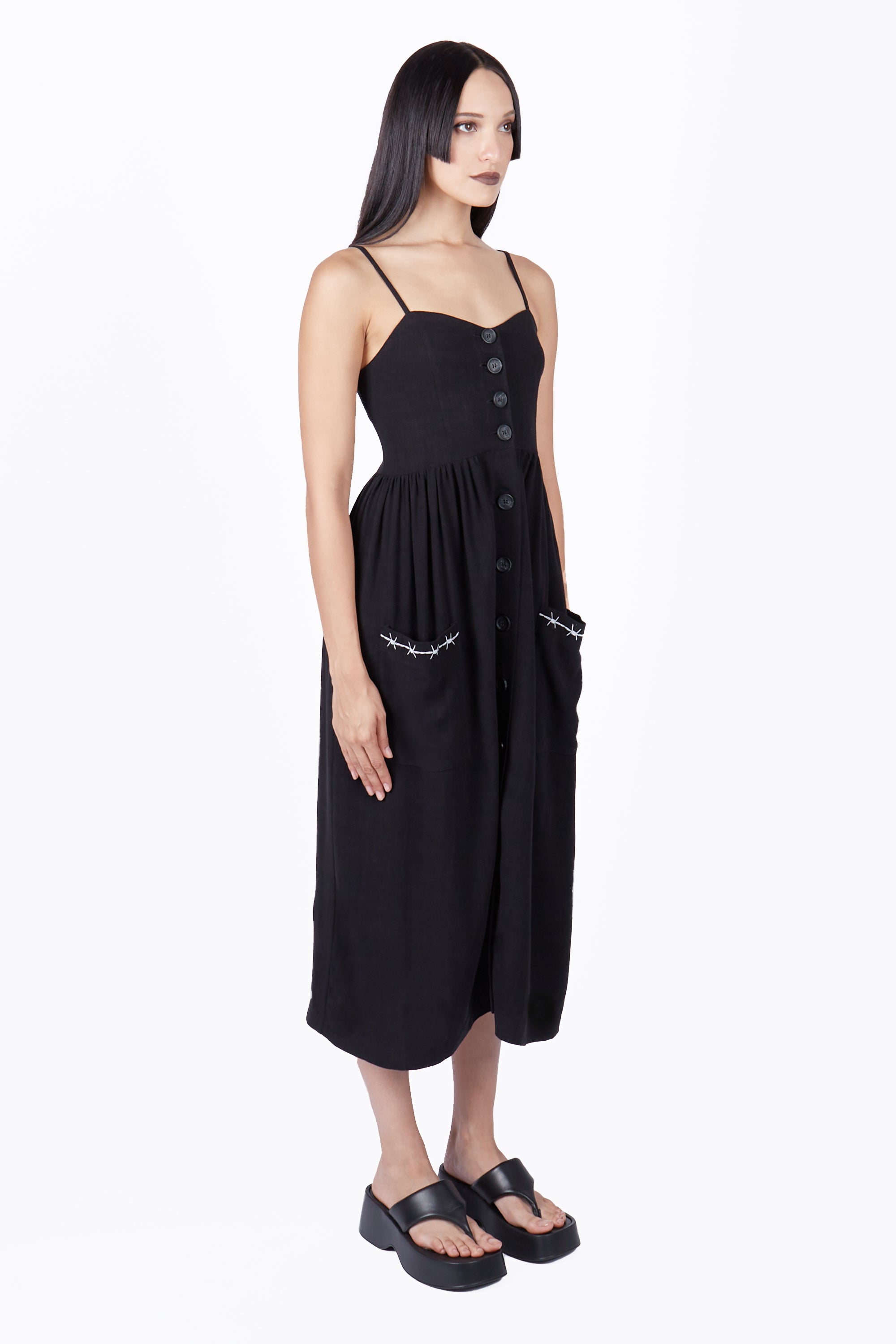 Ebony Button Down Midi Dress - Mary Wyatt London