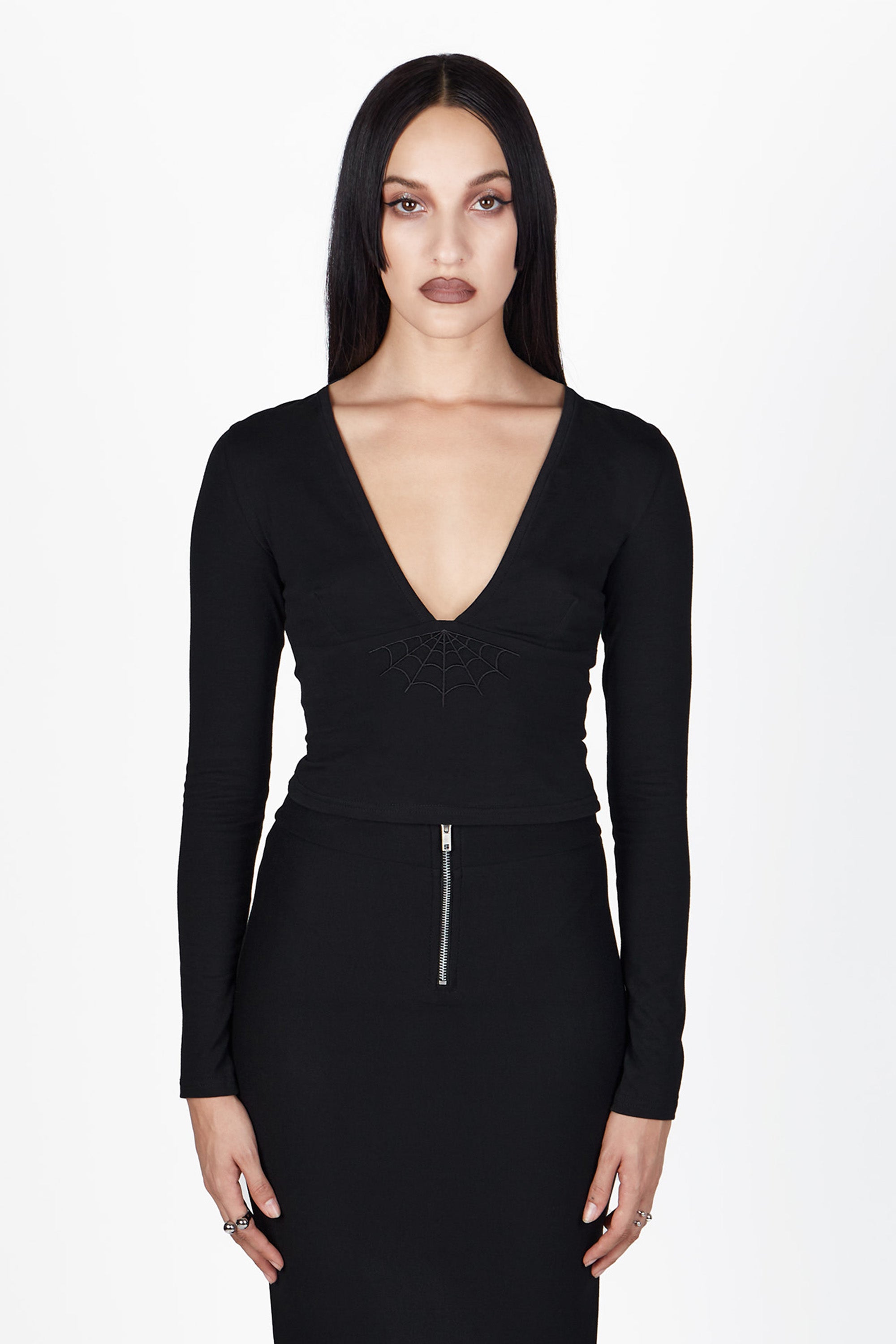 Elvira Plunge Neck Top - Mary Wyatt London