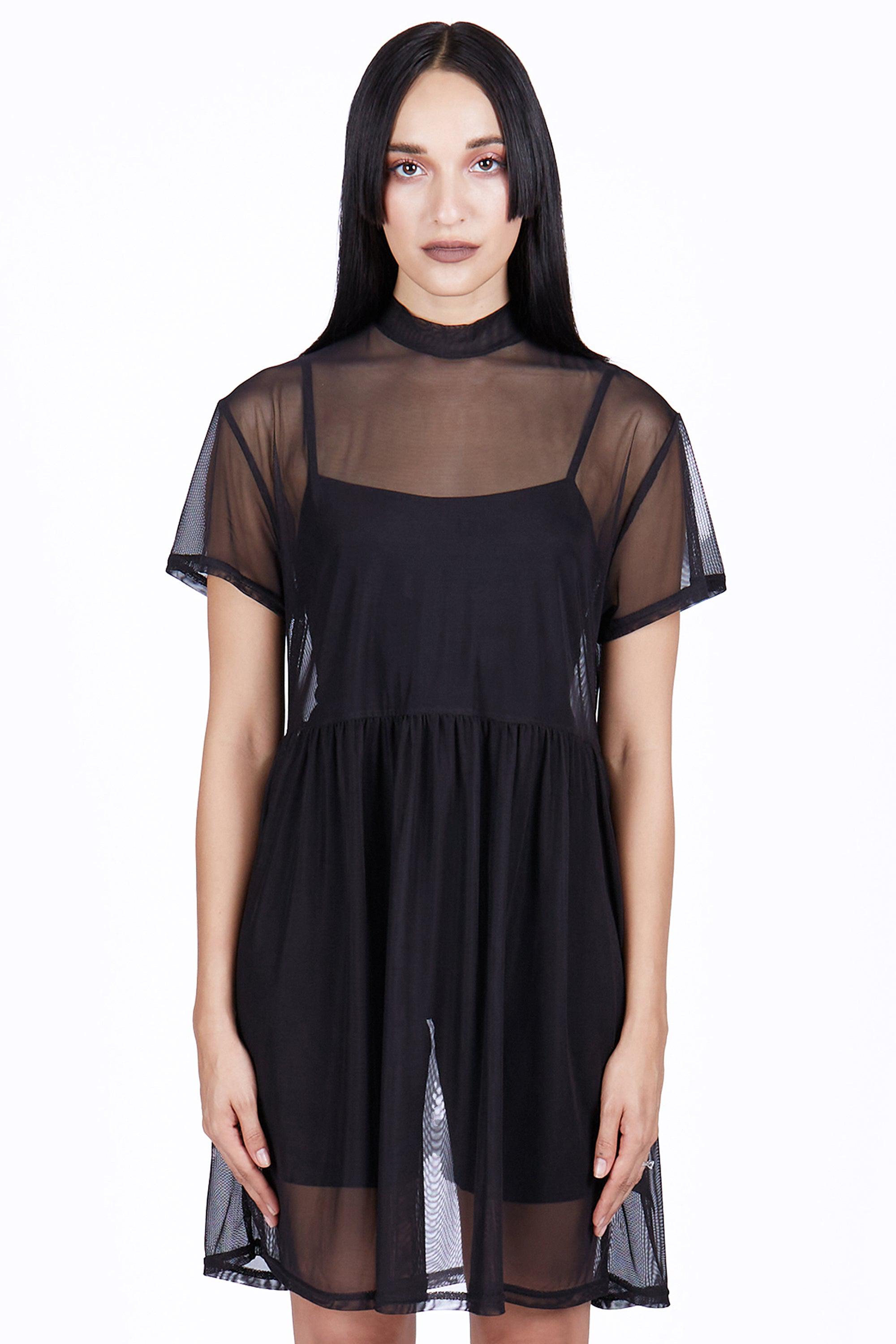 Fae Mesh Smock Dress with Unitard