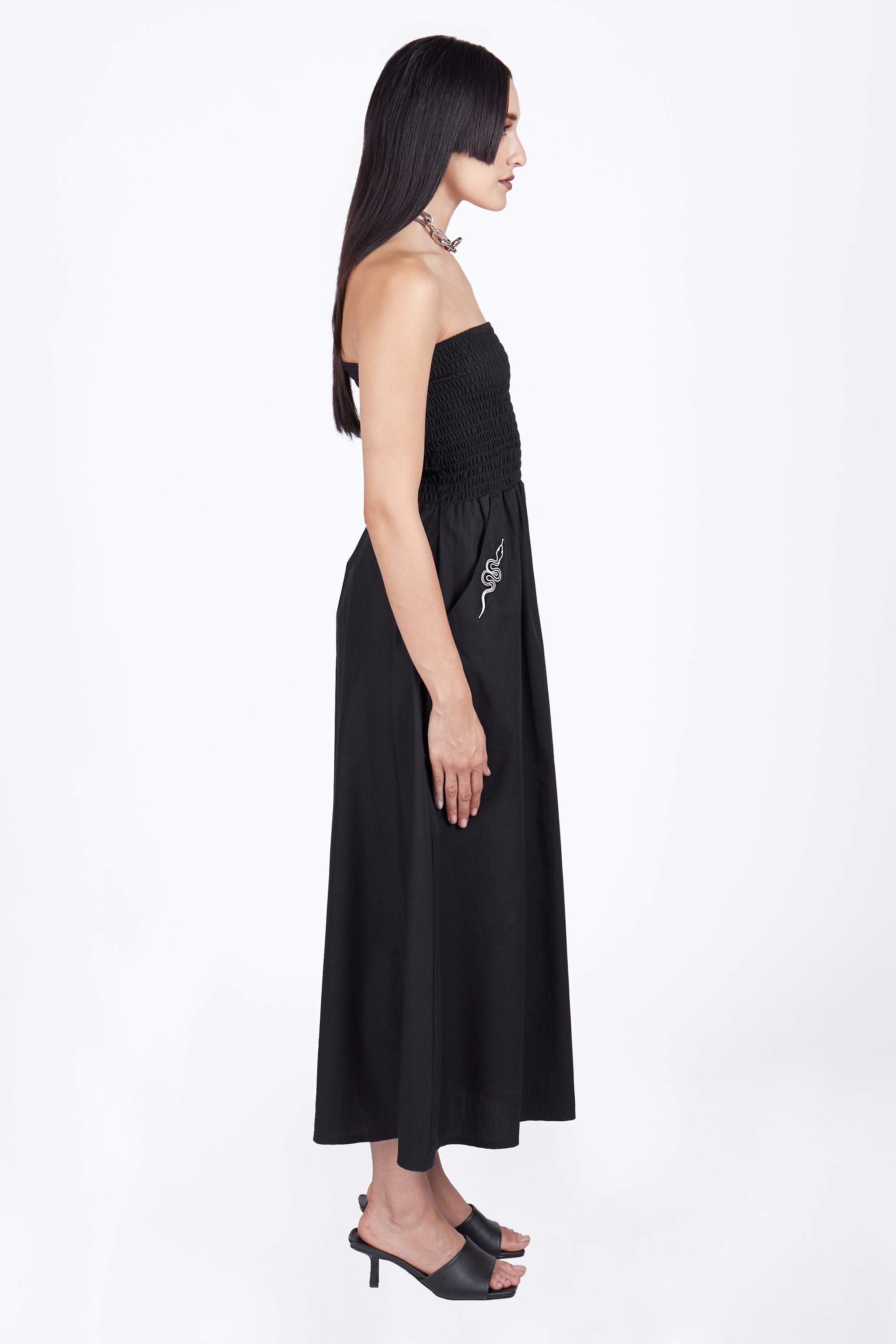 Ophidia Strapless Midi Dress - Mary Wyatt London