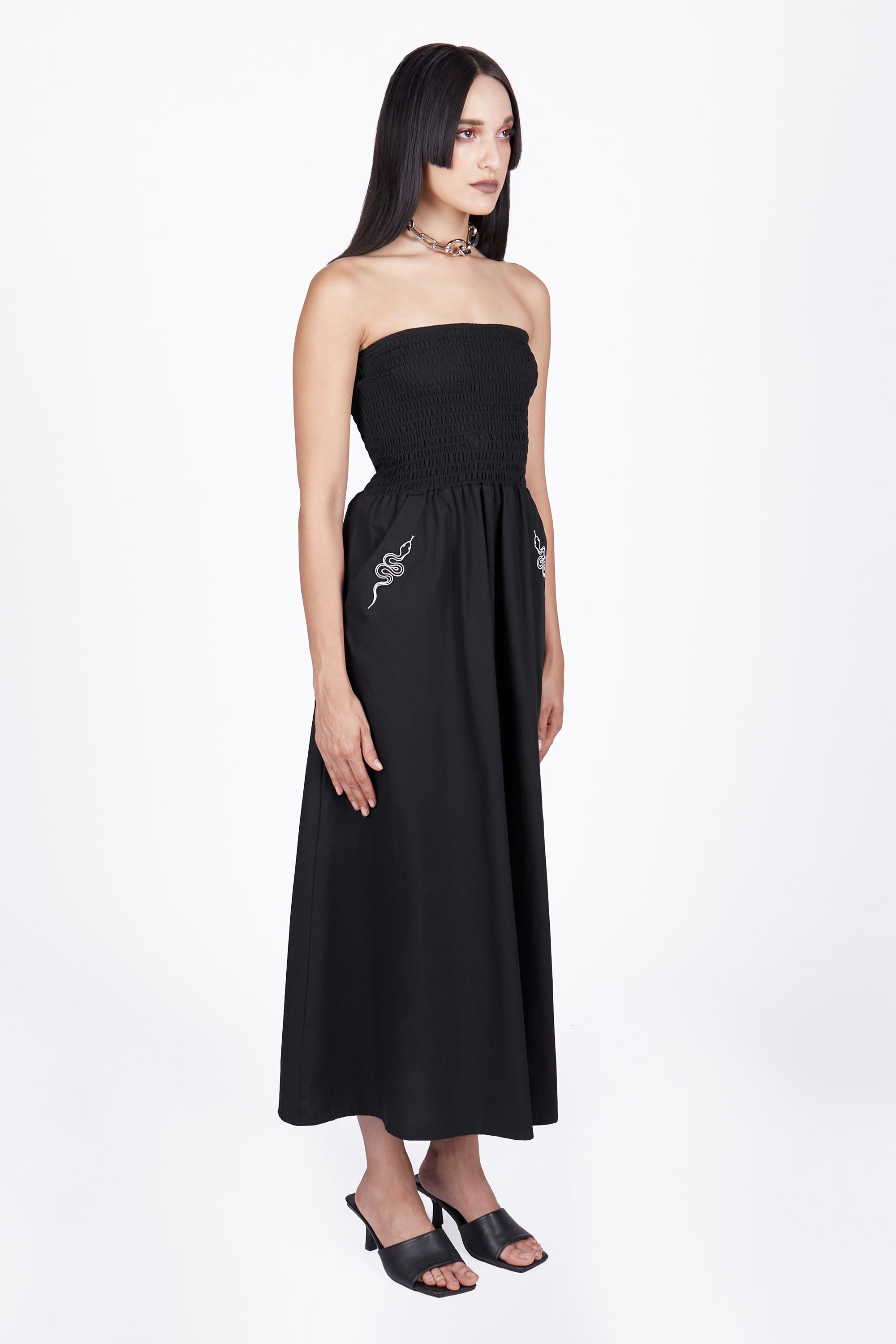 Ophidia Strapless Midi Dress - Mary Wyatt London