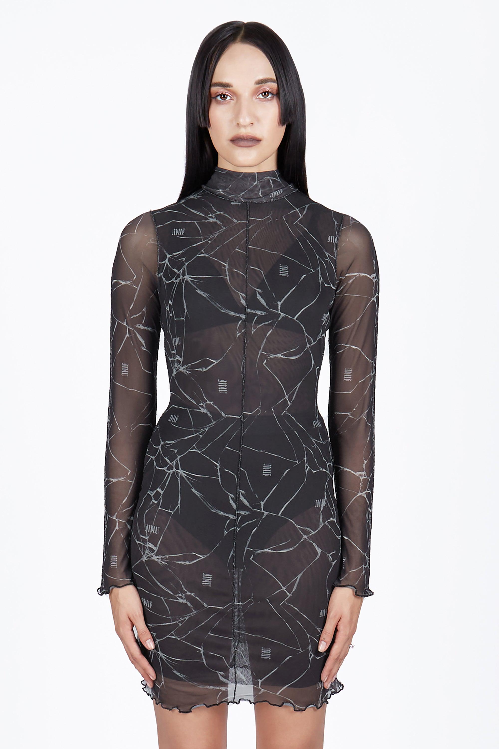 Schism High Neck Mesh Dress - Mary Wyatt London