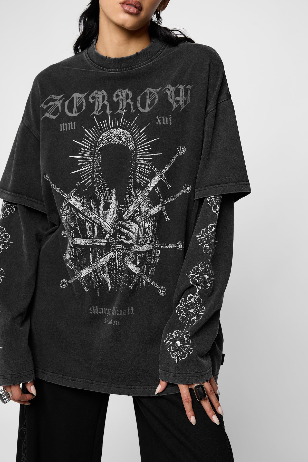 Desolate Oversized Layered Long Sleeve Tee