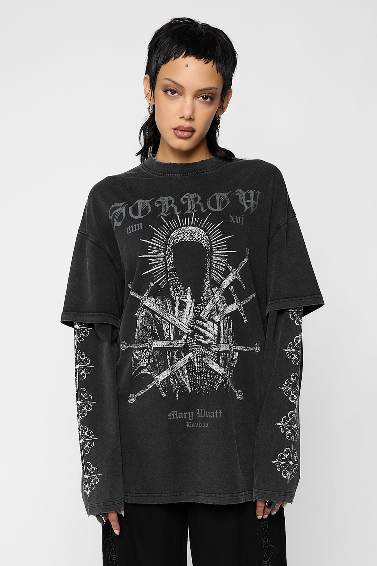Desolate Oversized Layered Long Sleeve Tee