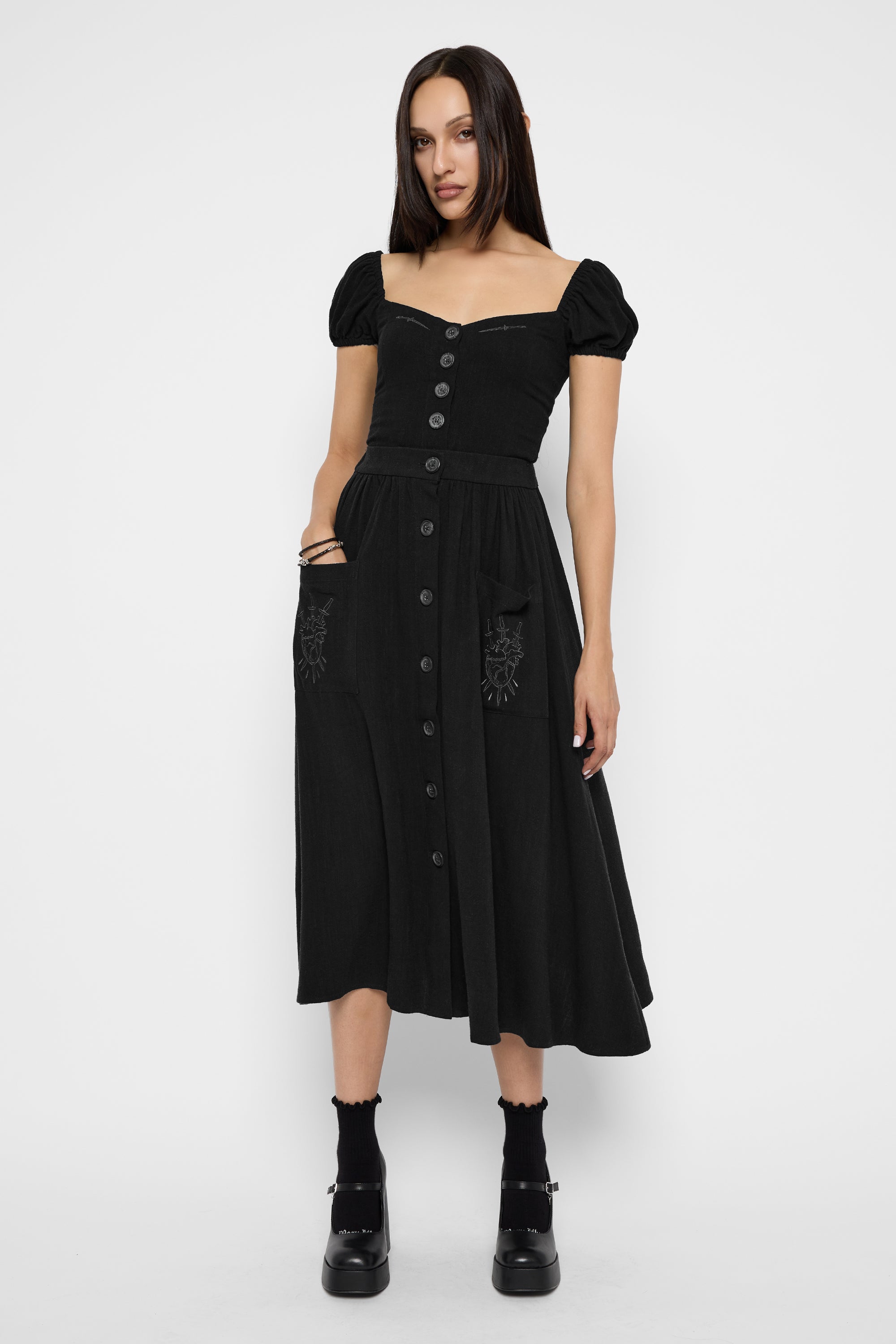 Kassandra Linen Button-Up Midi Skirt