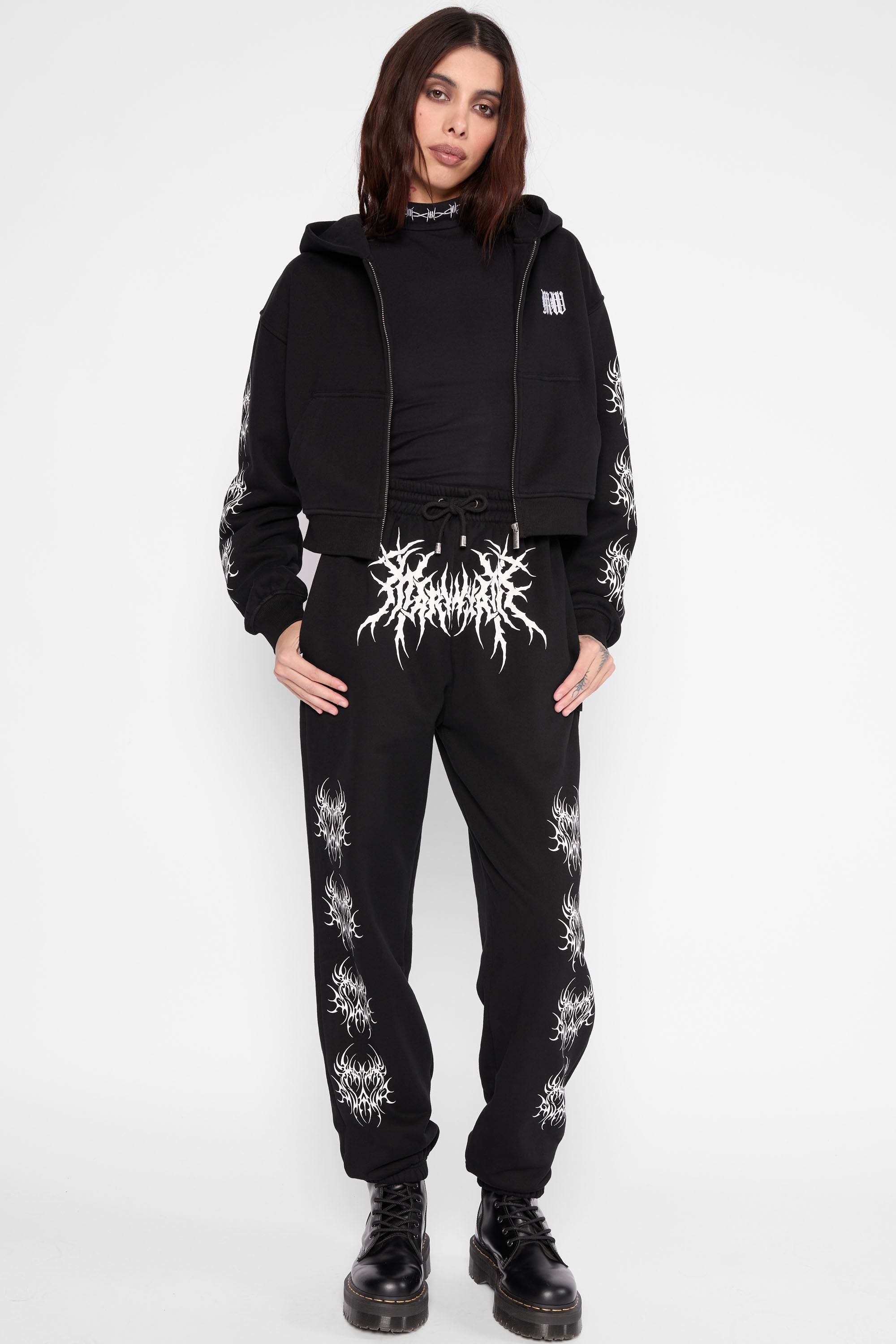 Nephilim Cropped Zip Hoodie-Mary Wyatt London