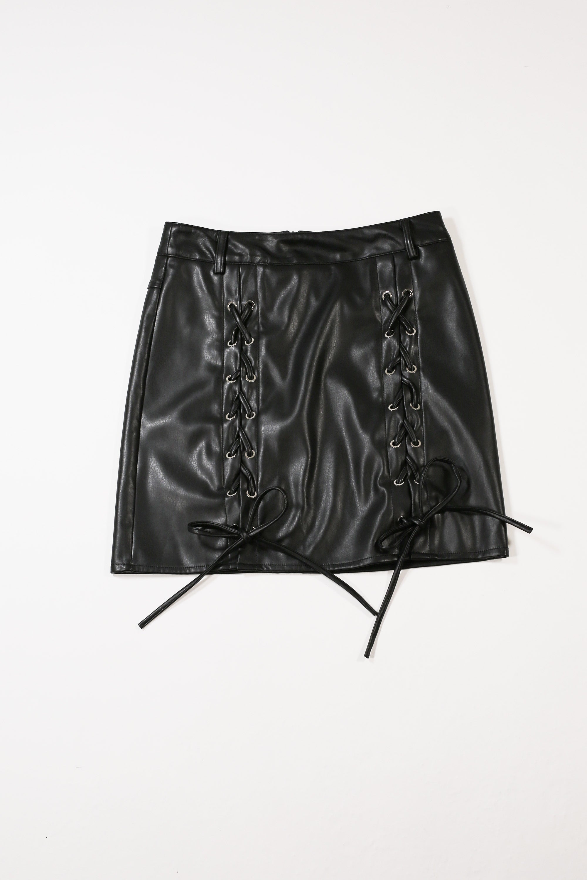 Selene Faux Leather Lace-Up Skirt - SAMPLE
