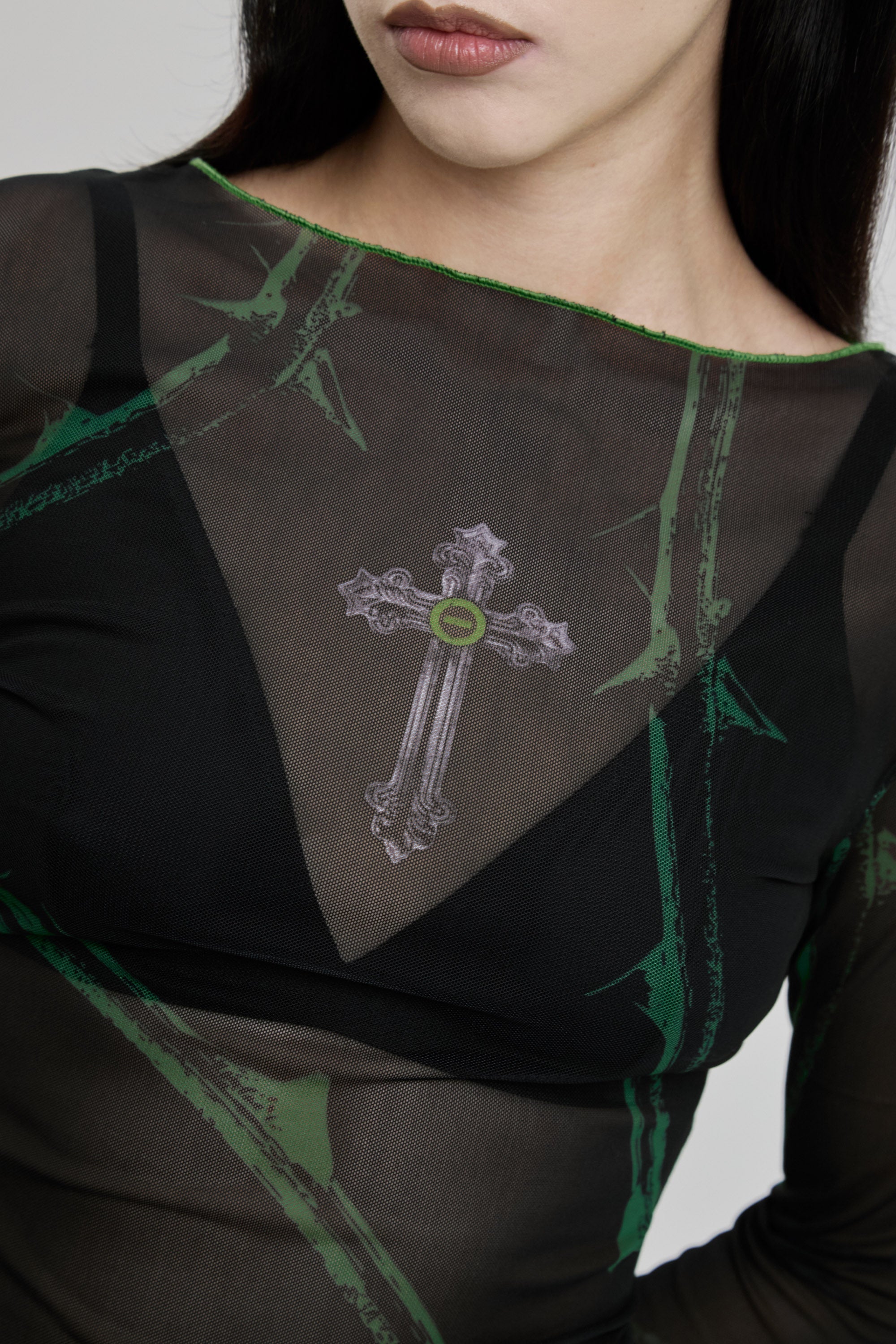 Wolf Moon Long Sleeve Mesh Top