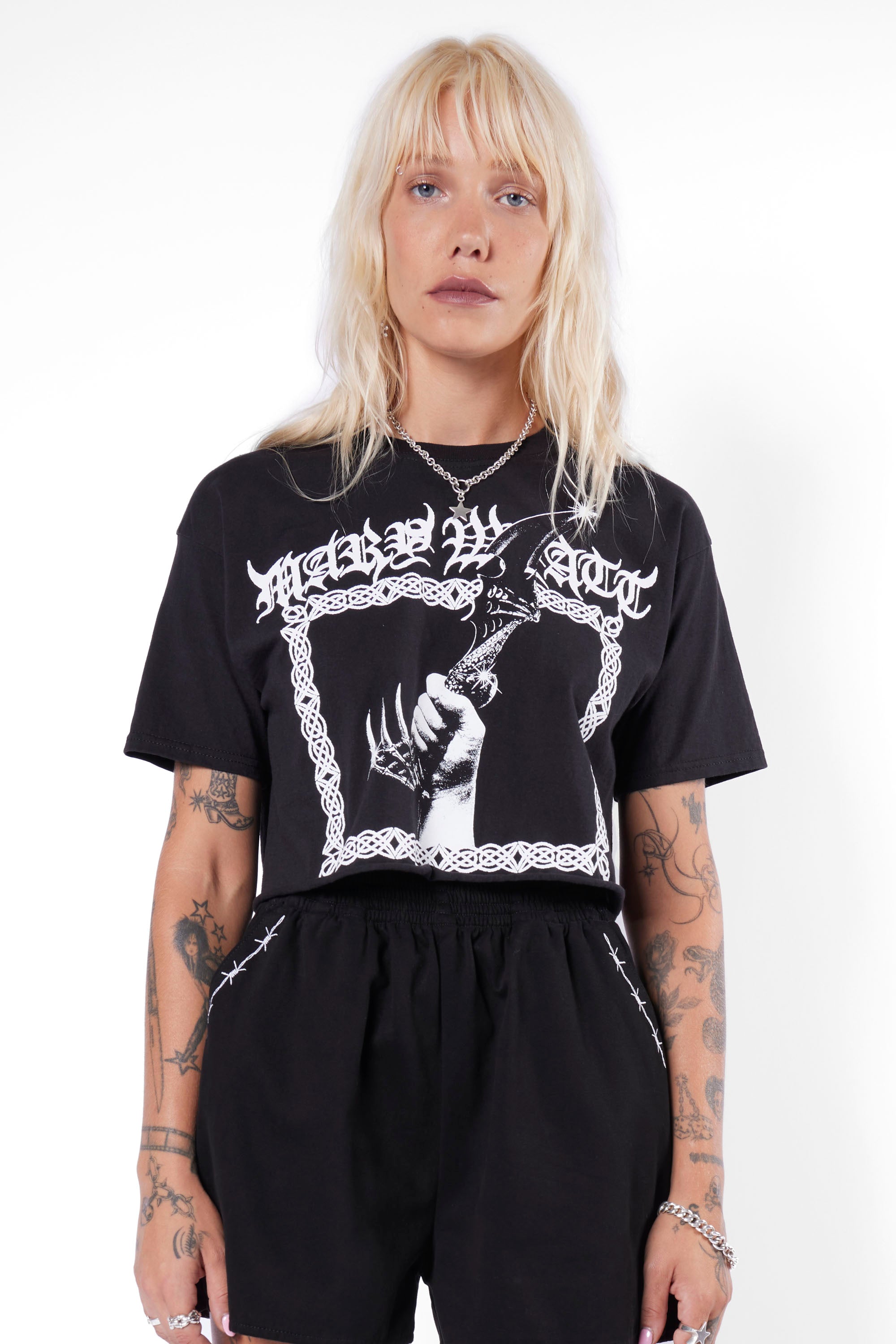 Athame Cropped Cut-Off Tee