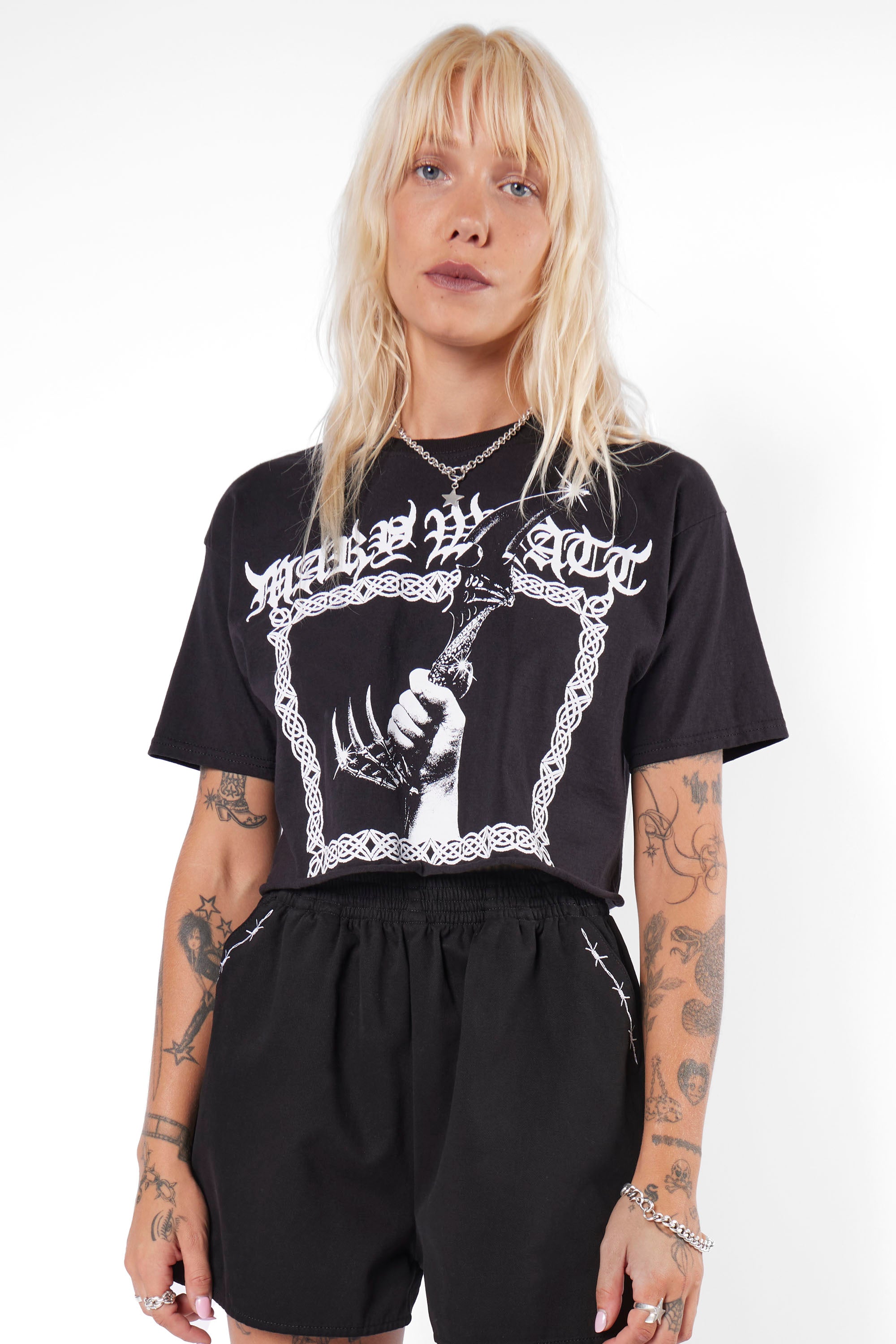 Athame Cropped Cut-Off Tee
