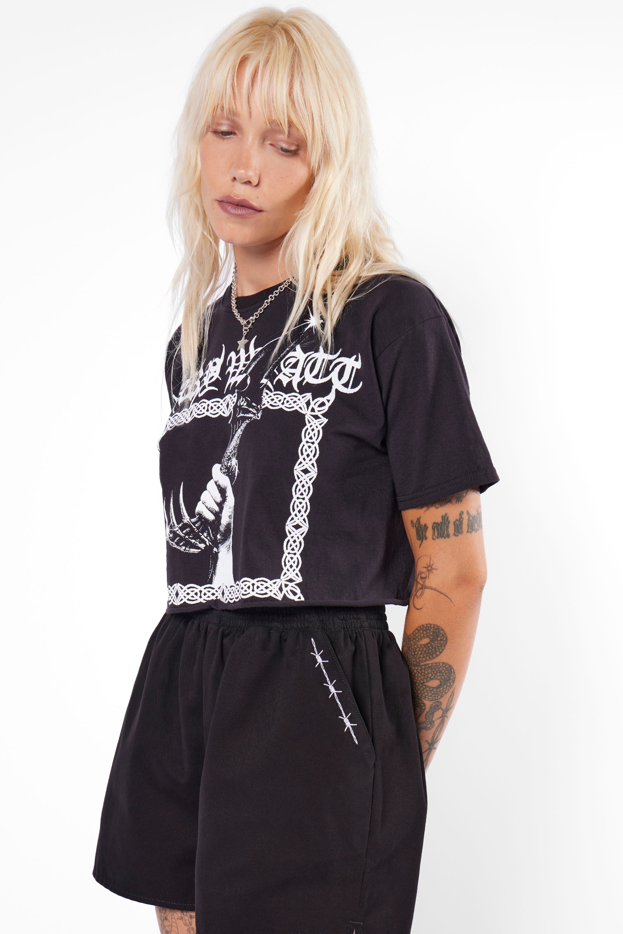 Athame Cropped Cut-Off Tee-Mary Wyatt London