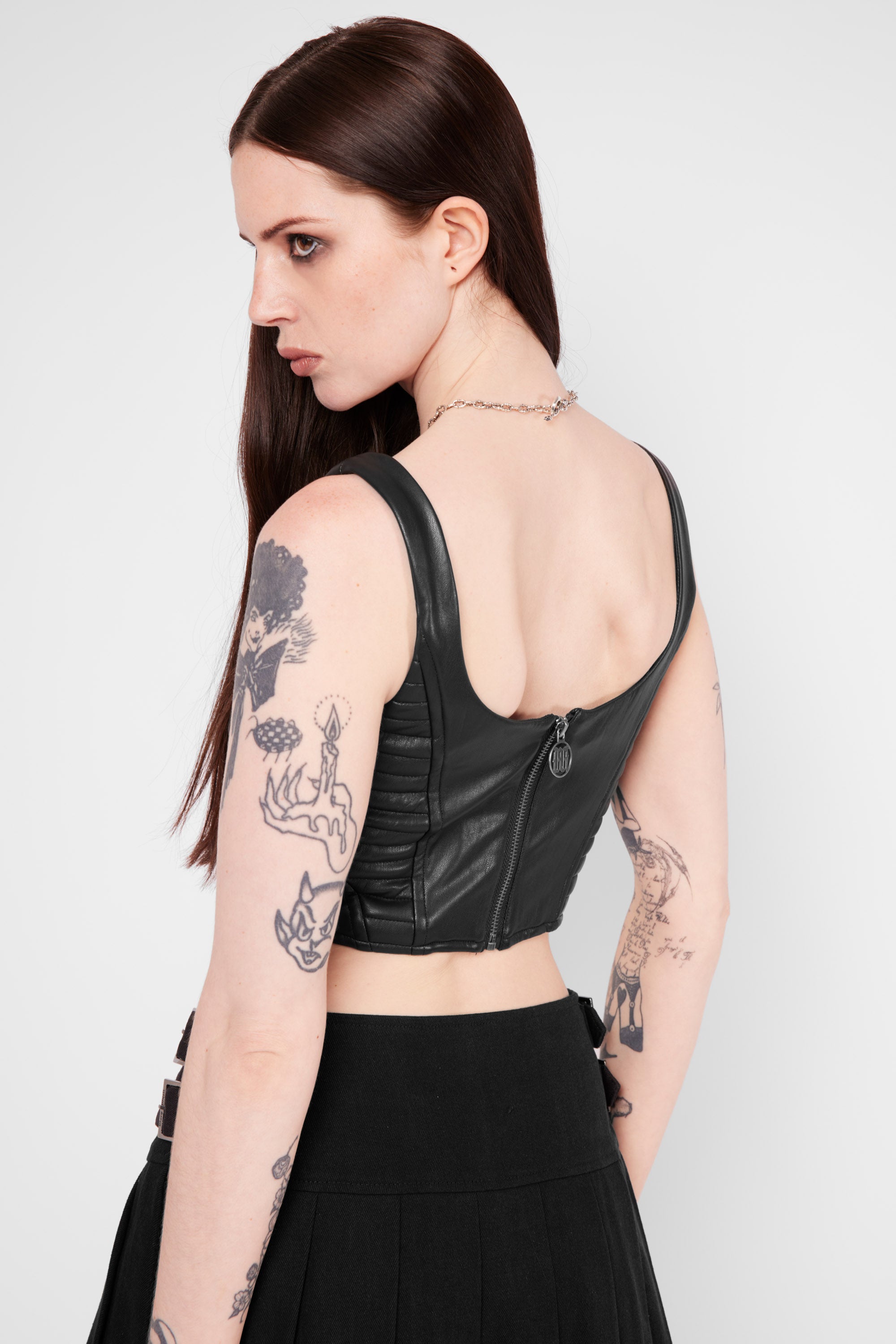 Doro Faux Leather Moto Corset Top