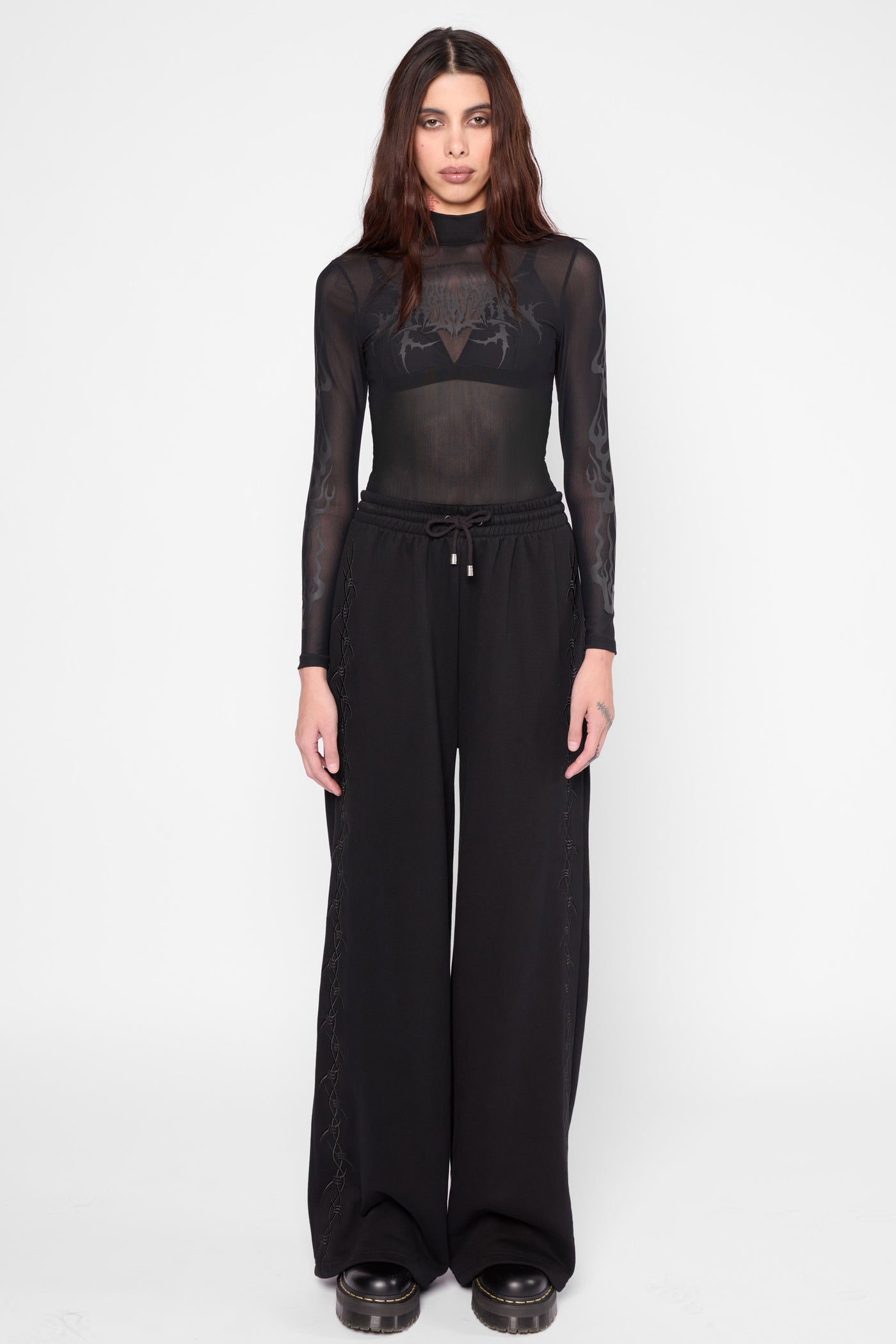 Esme Wide Leg Sweatpants - Marl White