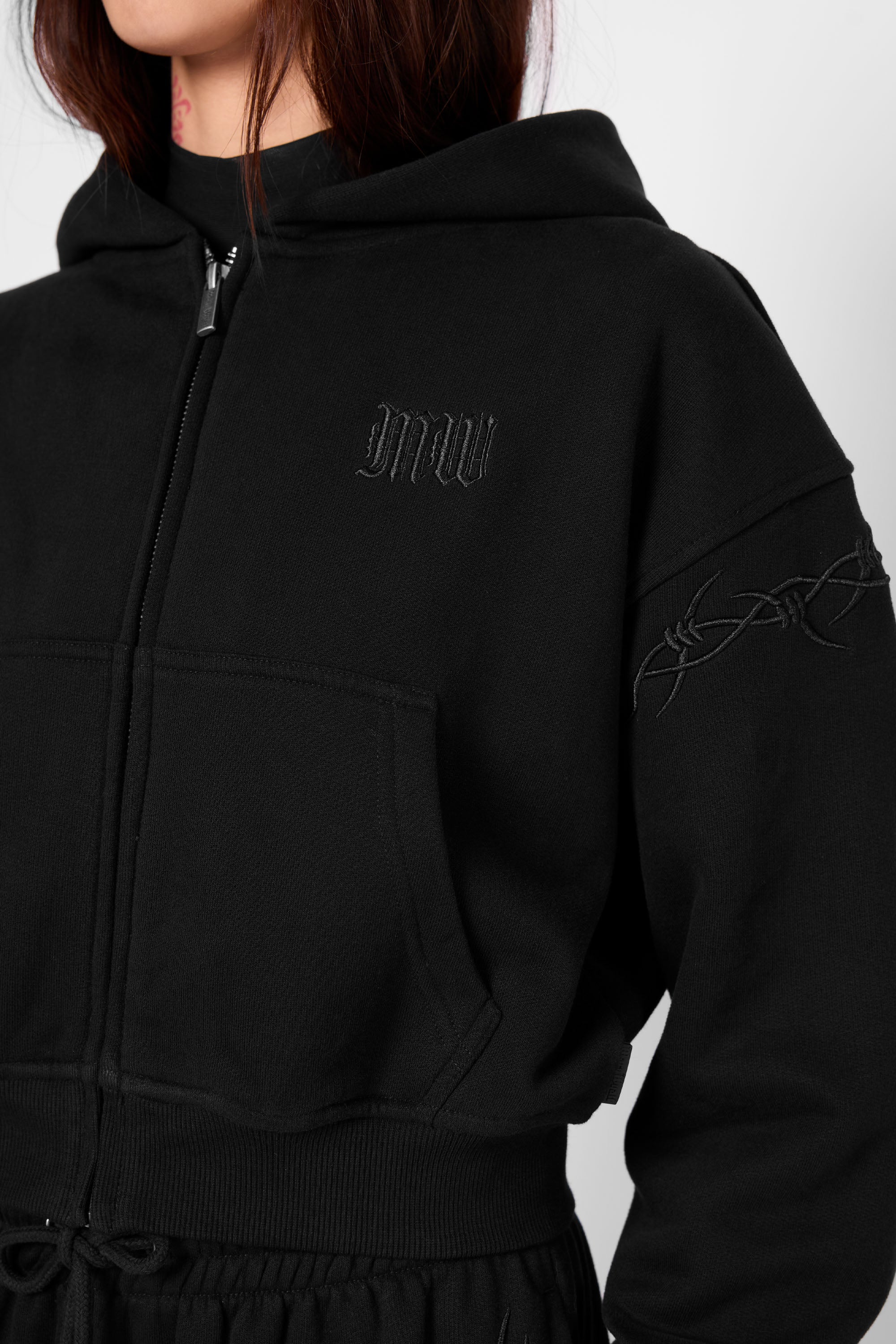 Immure Cropped Zip Hoodie-Mary Wyatt London