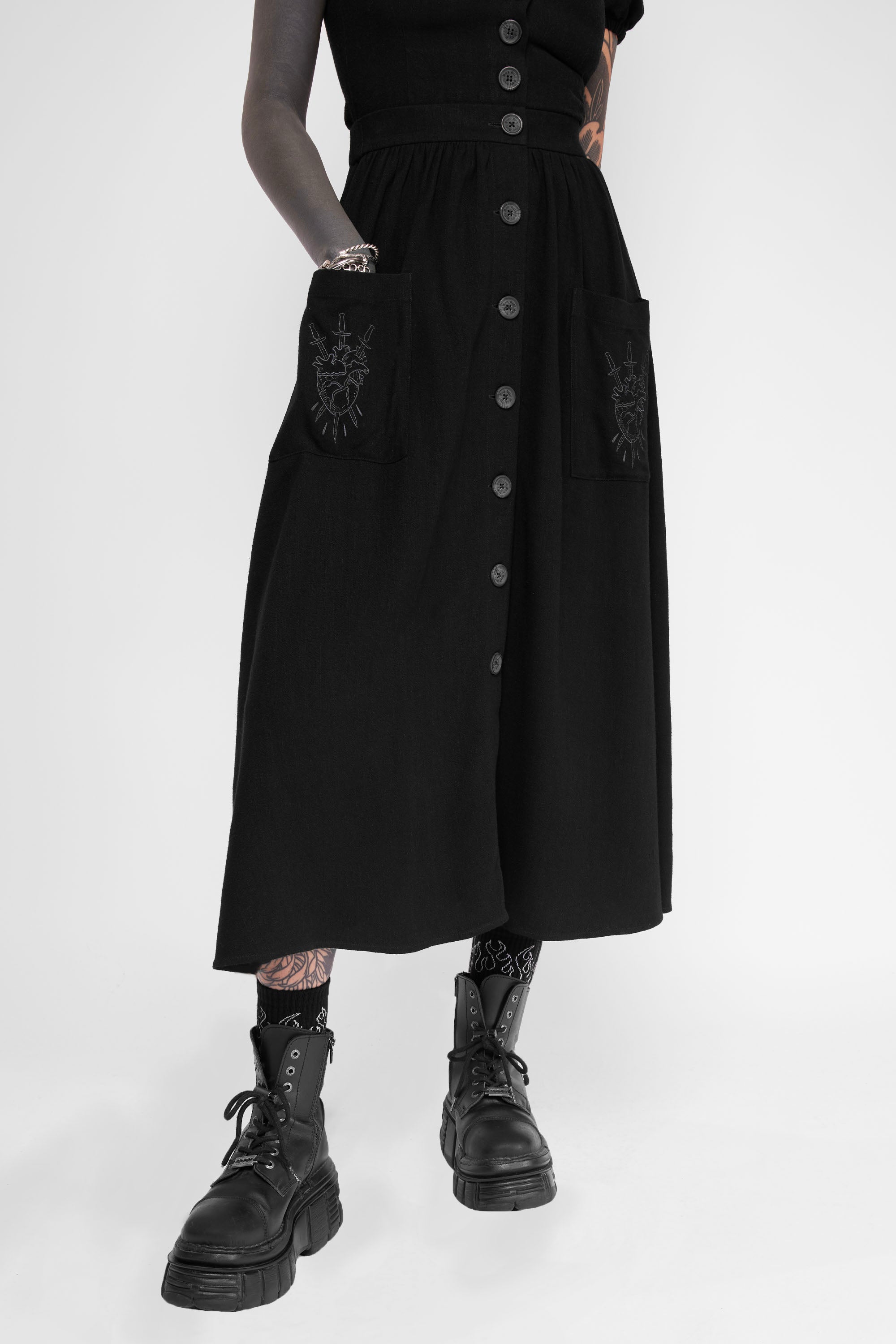 Kassandra Linen Button-Up Midi Skirt