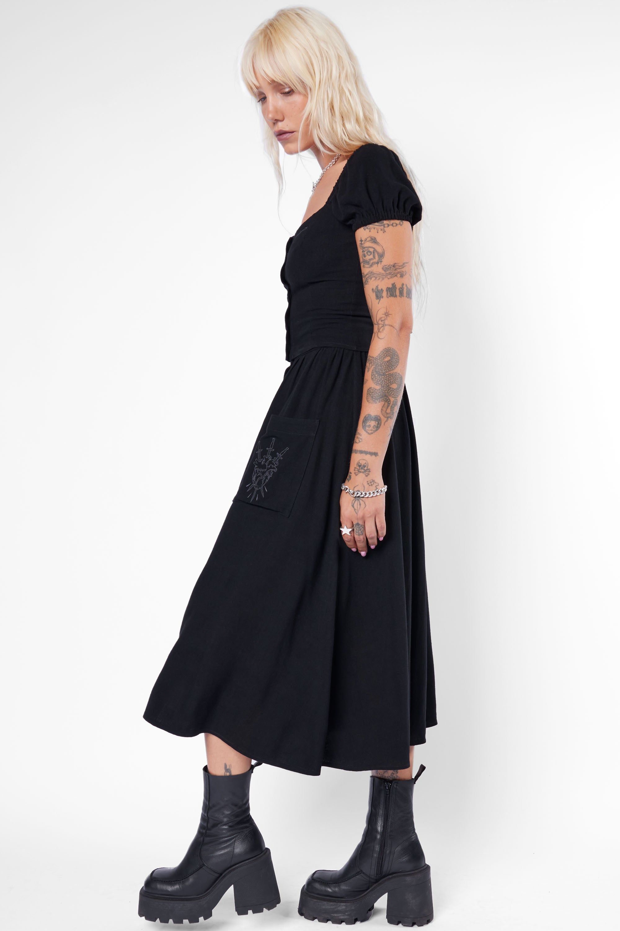 Kassandra Linen Button-Up Midi Skirt - Mary Wyatt London