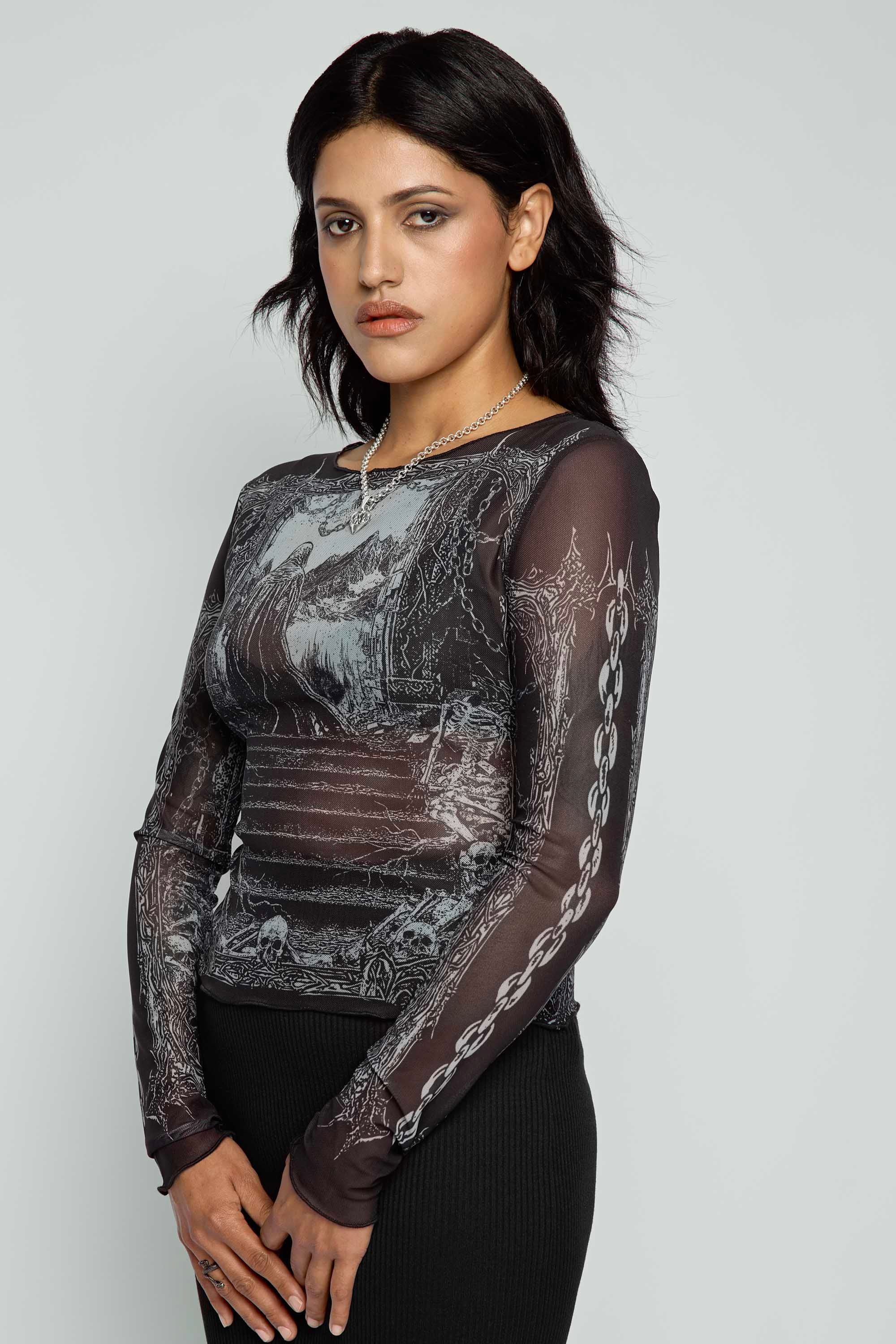 Keres Long Sleeve Mesh Top