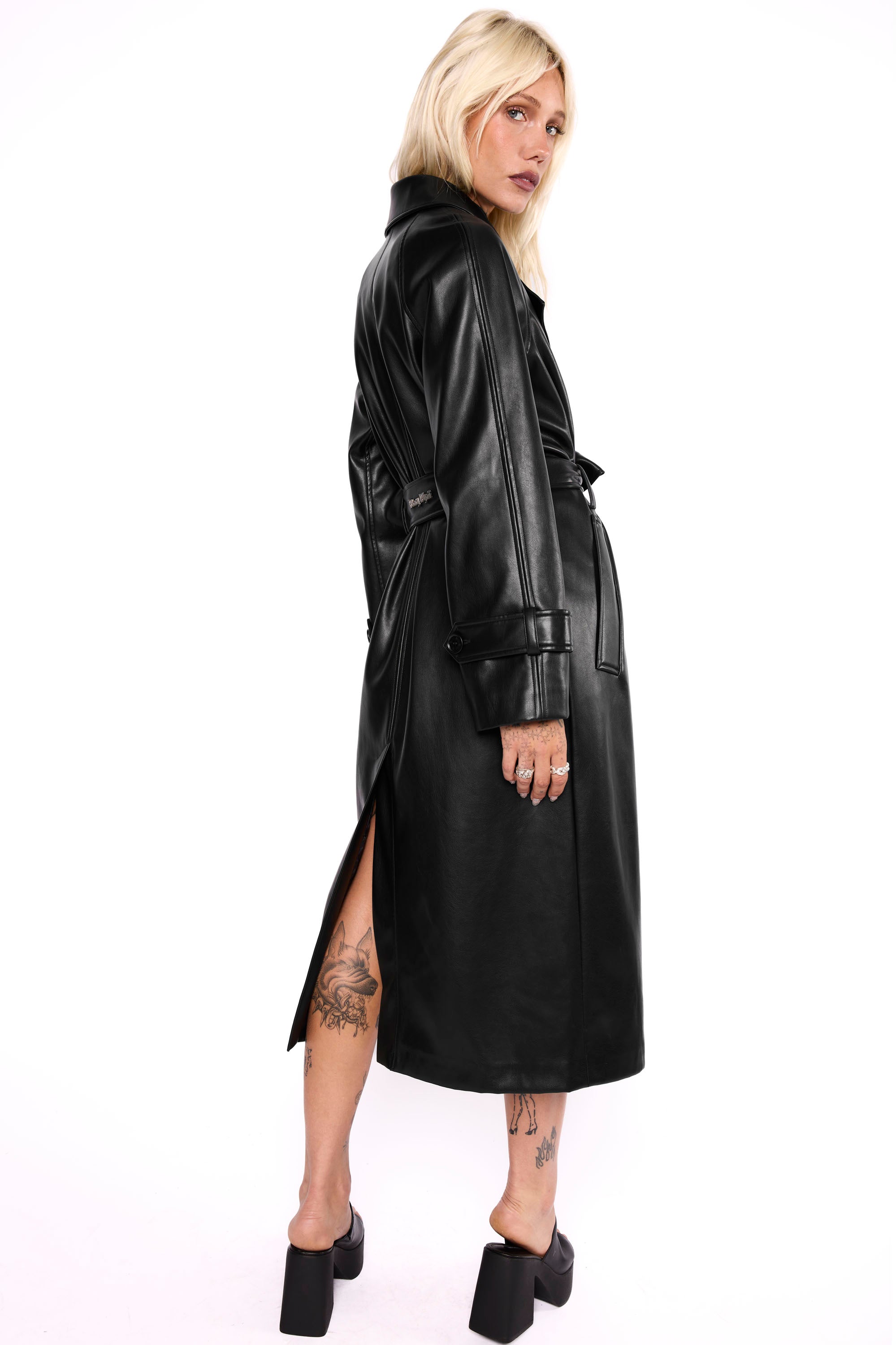 Mara Oversized Faux Leather Trench Coat-Mary Wyatt London