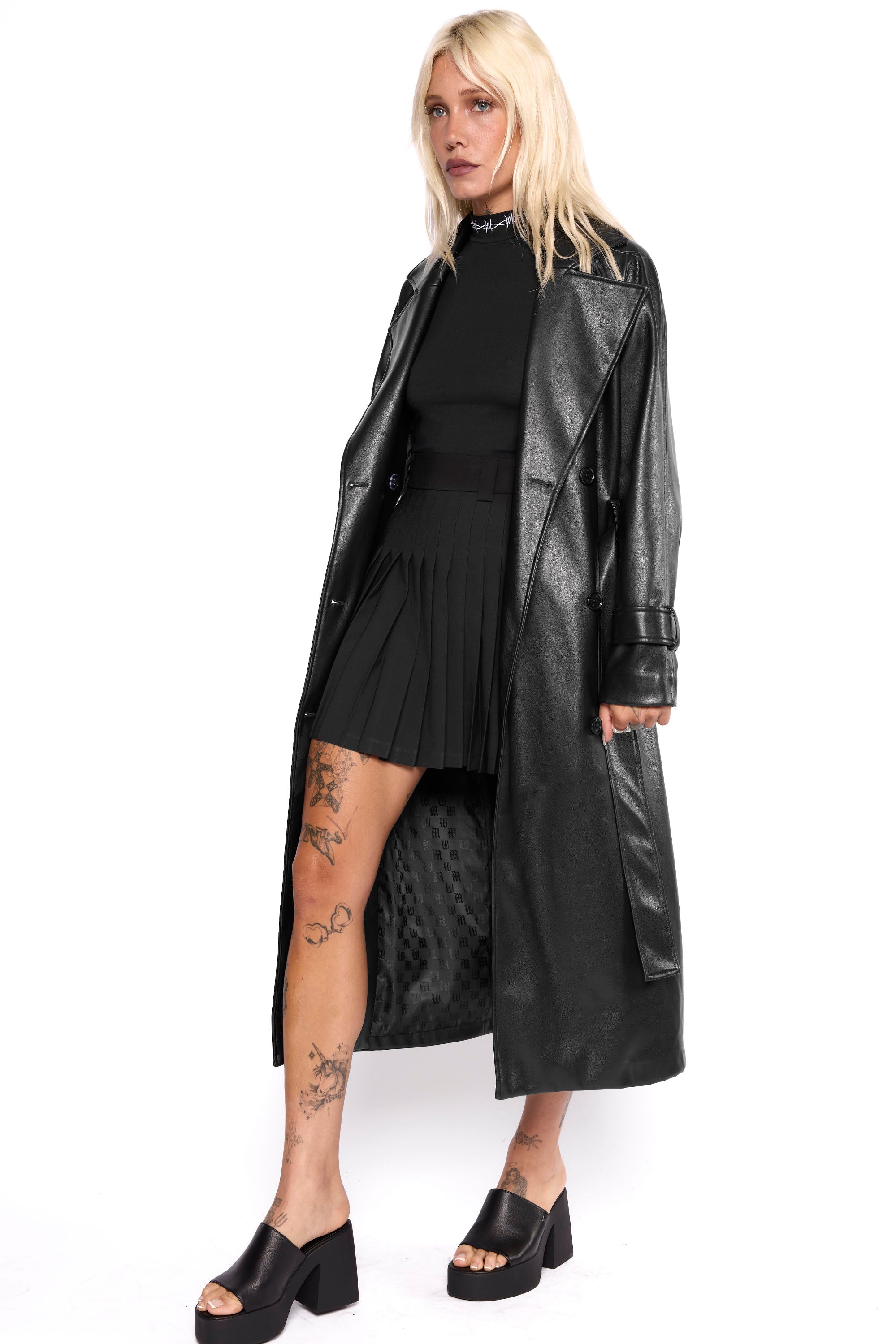 Mara Oversized Faux Leather Trench Coat-Mary Wyatt London