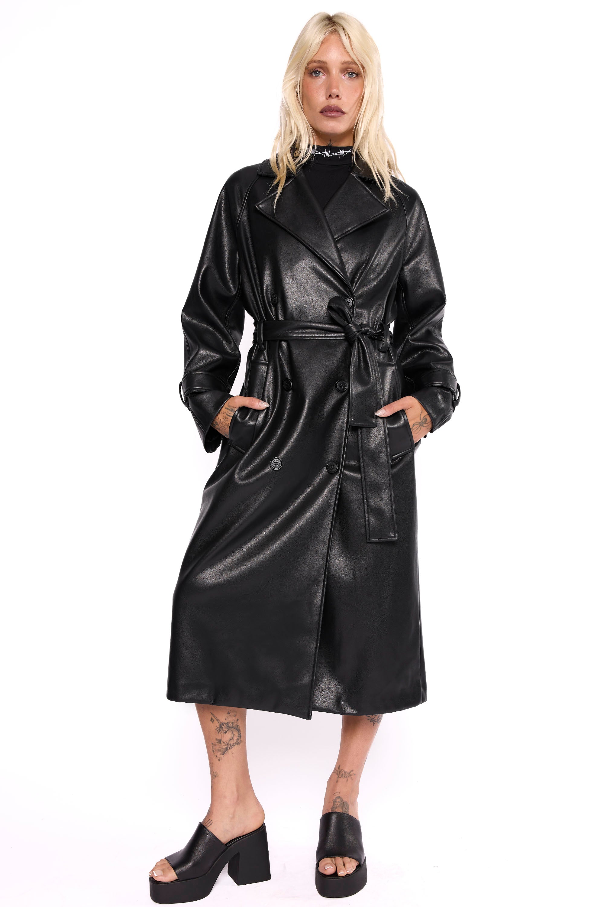 Mara Oversized Faux Leather Trench Coat-Mary Wyatt London