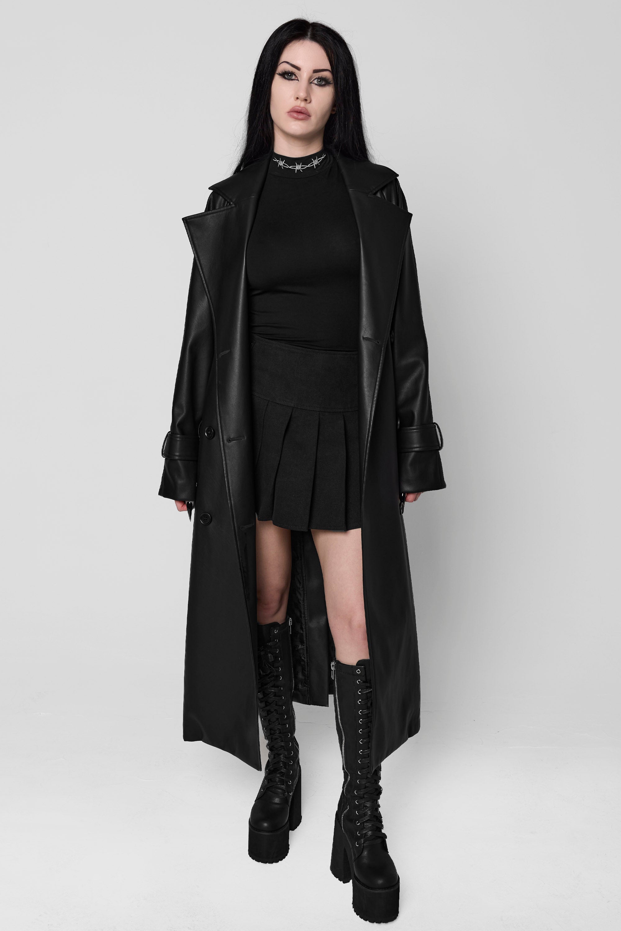 Mara Faux Leather Trench Coat