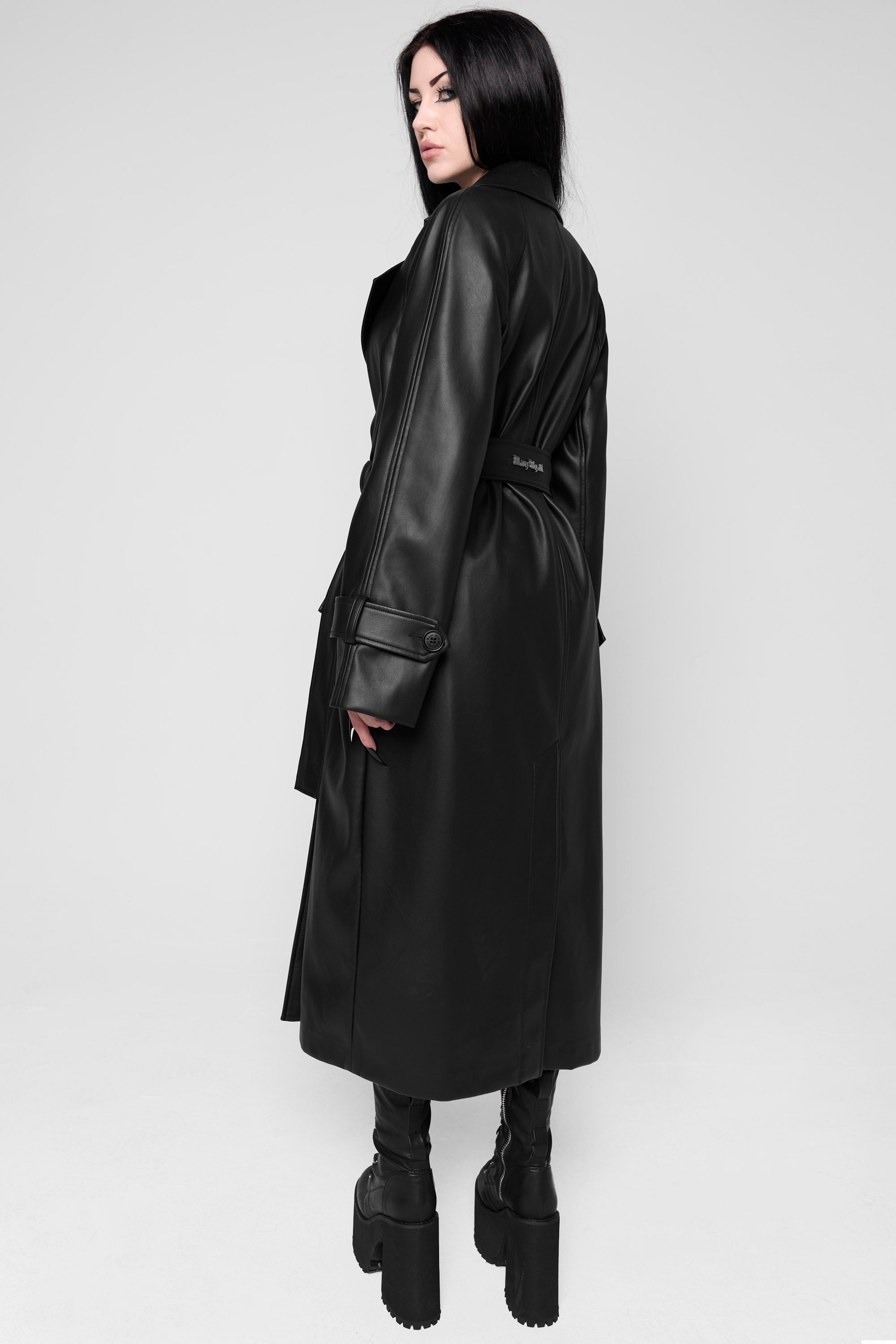 Mara Faux Leather Trench Coat