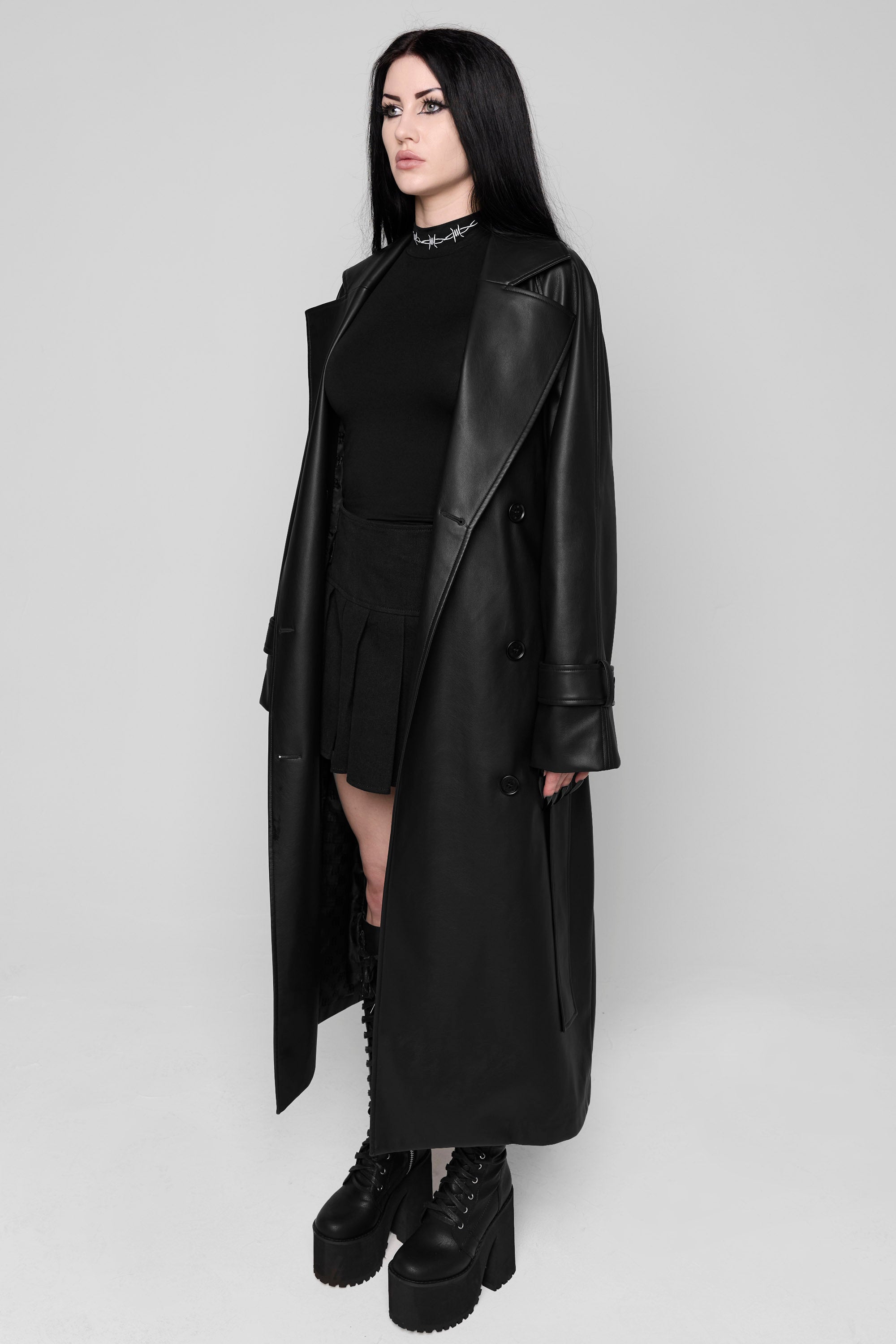 Mary Wyatt London - Mara Oversized Faux Leather Trench Coat