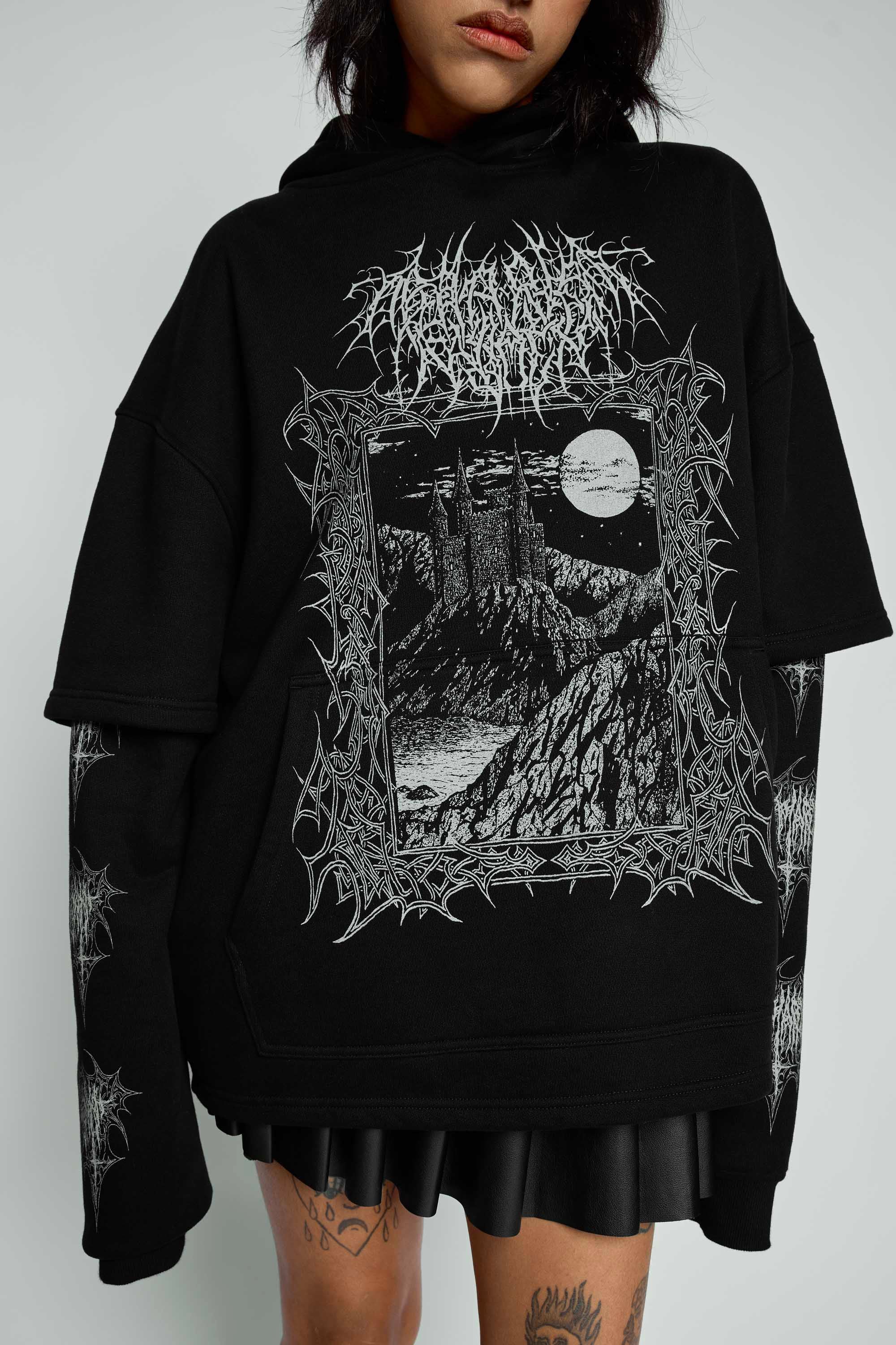 Mary Wyatt London - Midnight Oversized Layered Pullover Hoodie