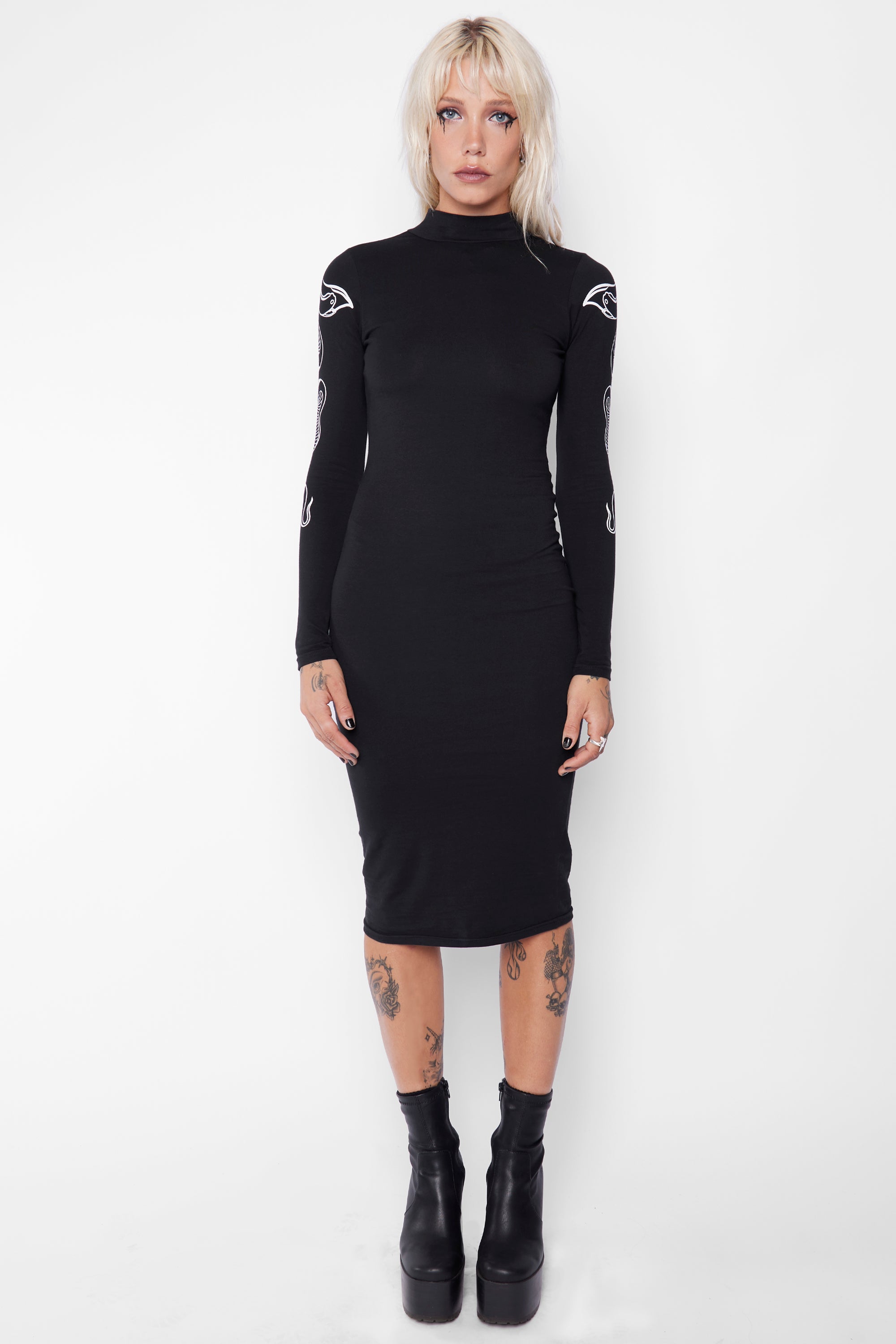 Paradigm High Neck Midi Dress - Mary Wyatt London