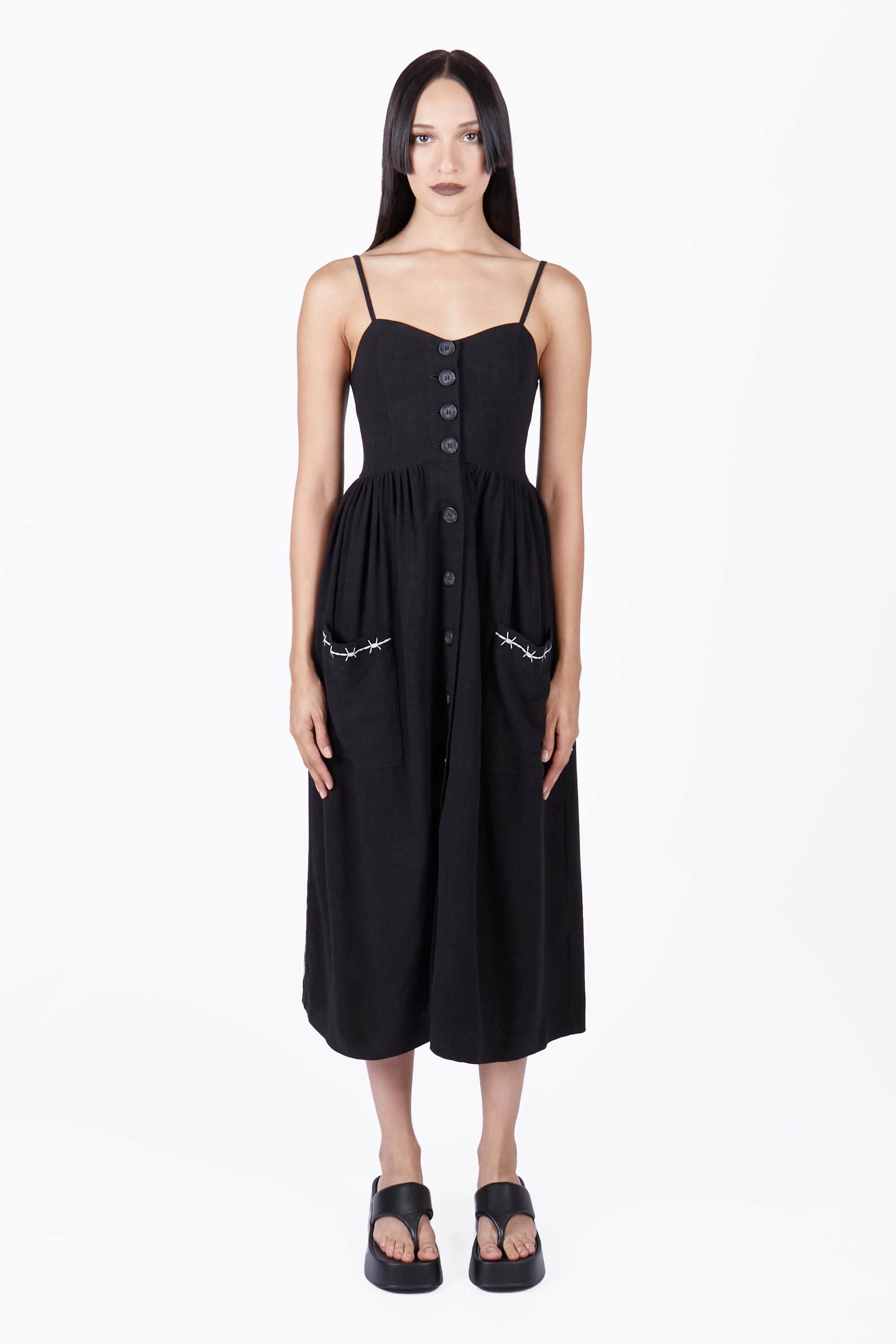 Ebony Button Down Midi Dress - Mary Wyatt London