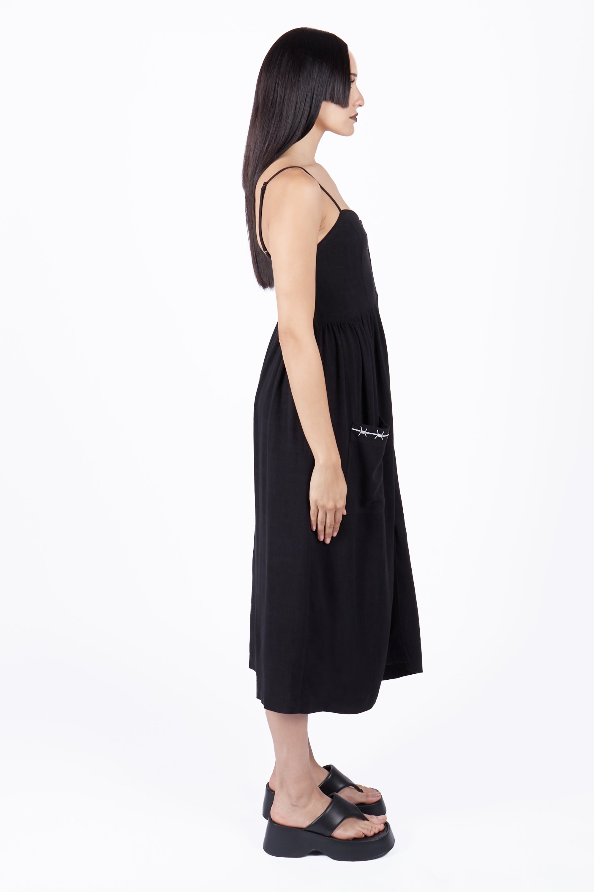 Ebony Button Down Midi Dress - Mary Wyatt London